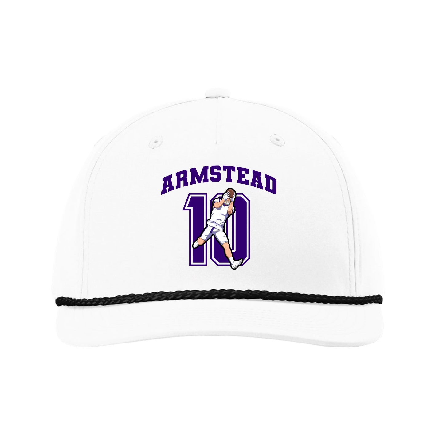 Five-Panel Classic Rope Cap — Number in White