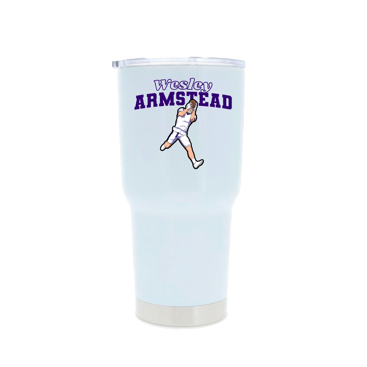 30oz Stainless Steel Tumbler — Name Arch in White