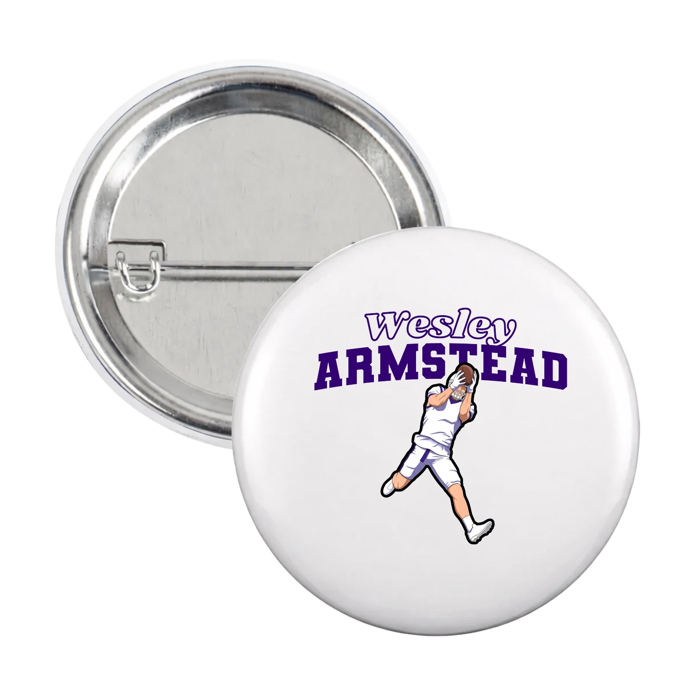 Game Day Button — Name Arch in White