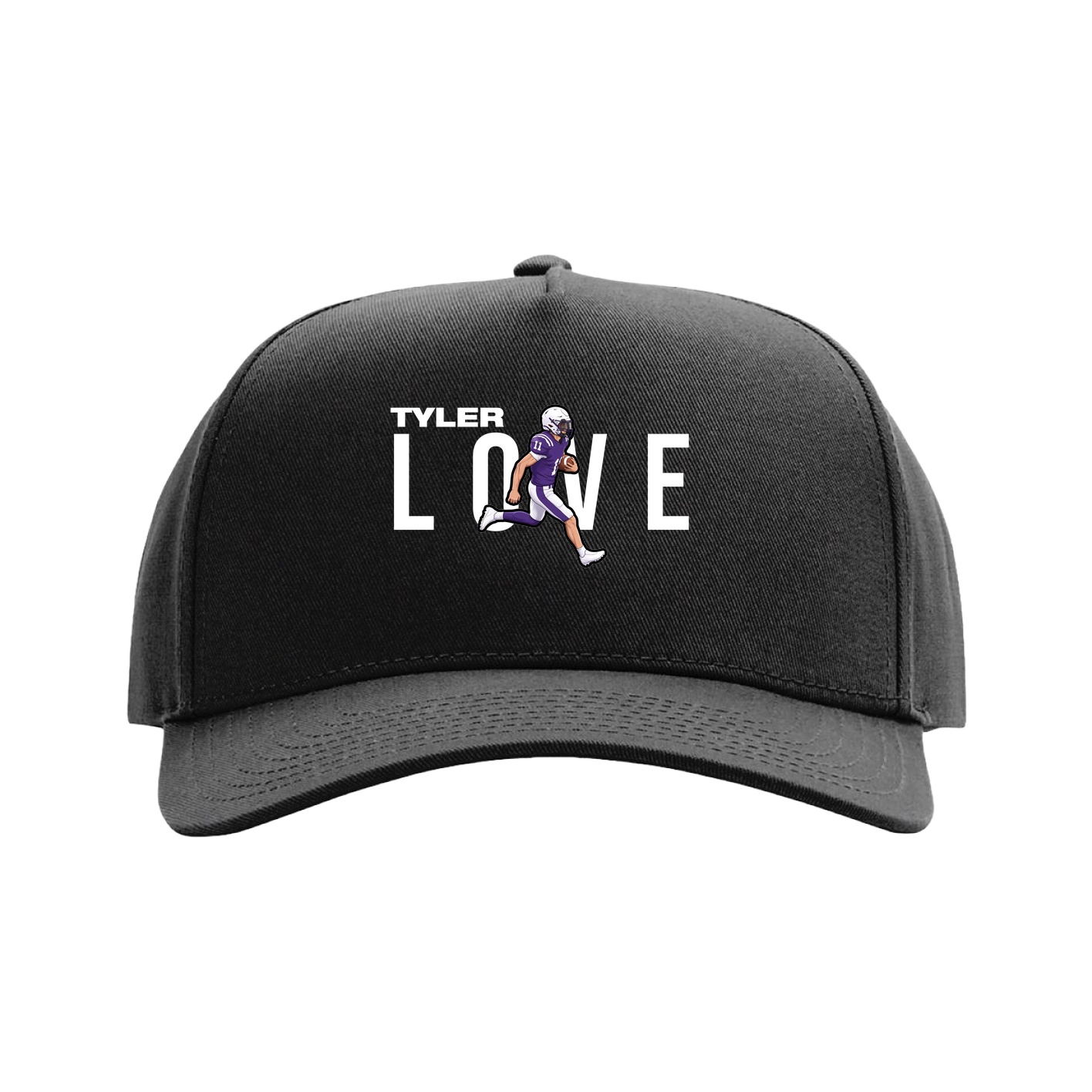 Full Fabric Five-Panel Champ Cap — Player Name in Black