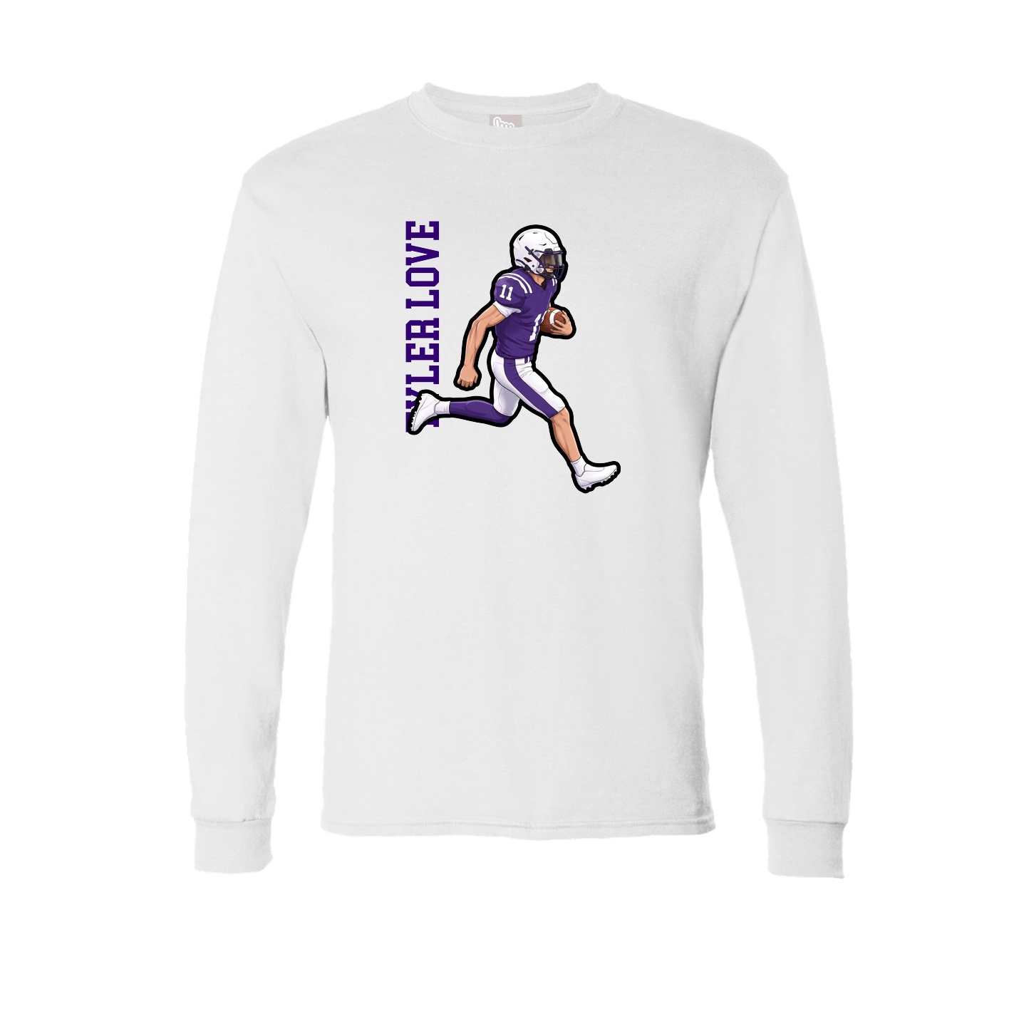 Long Sleeve Tee — Name Vertical in White