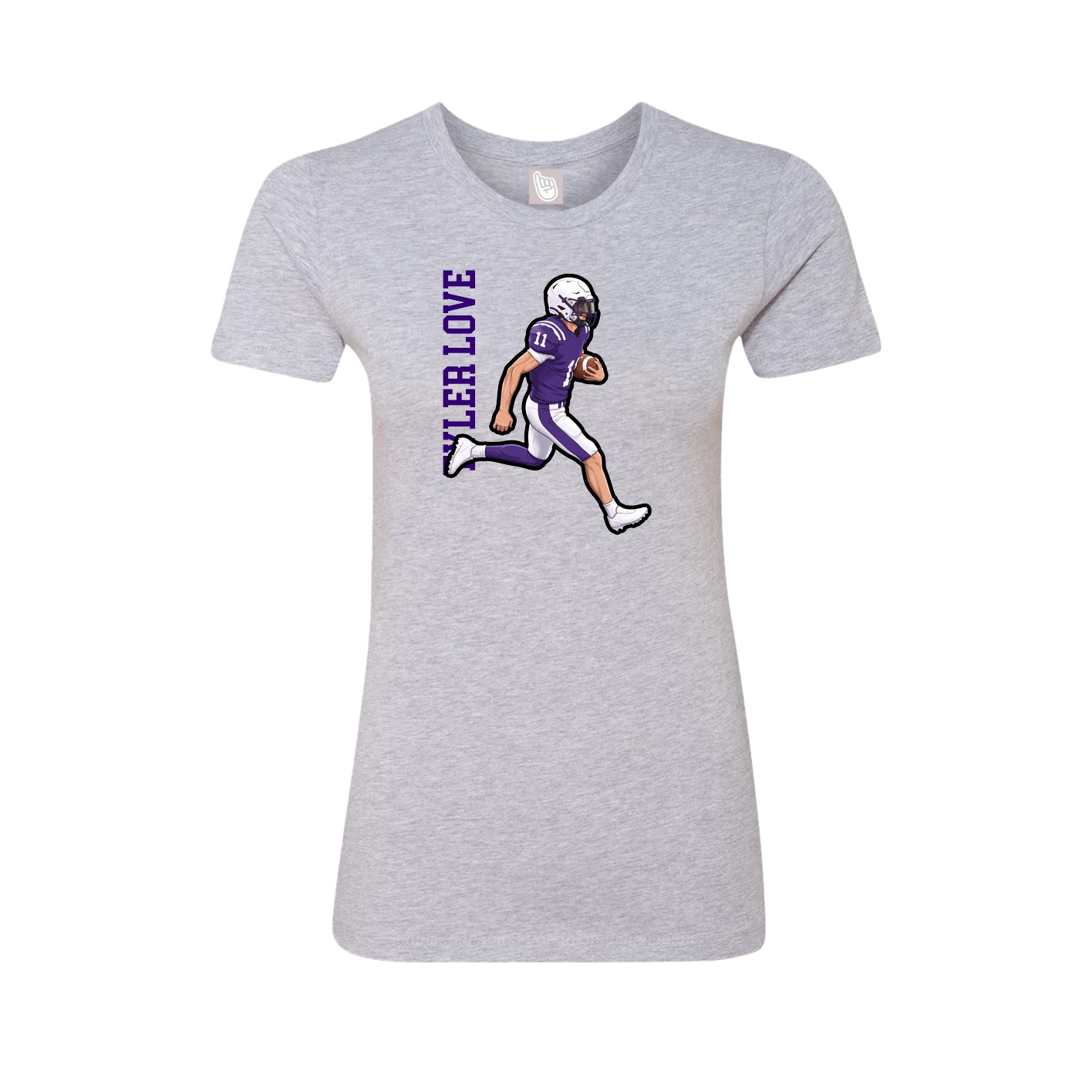 Fitted Women's Tee — Name Vertical in Grey