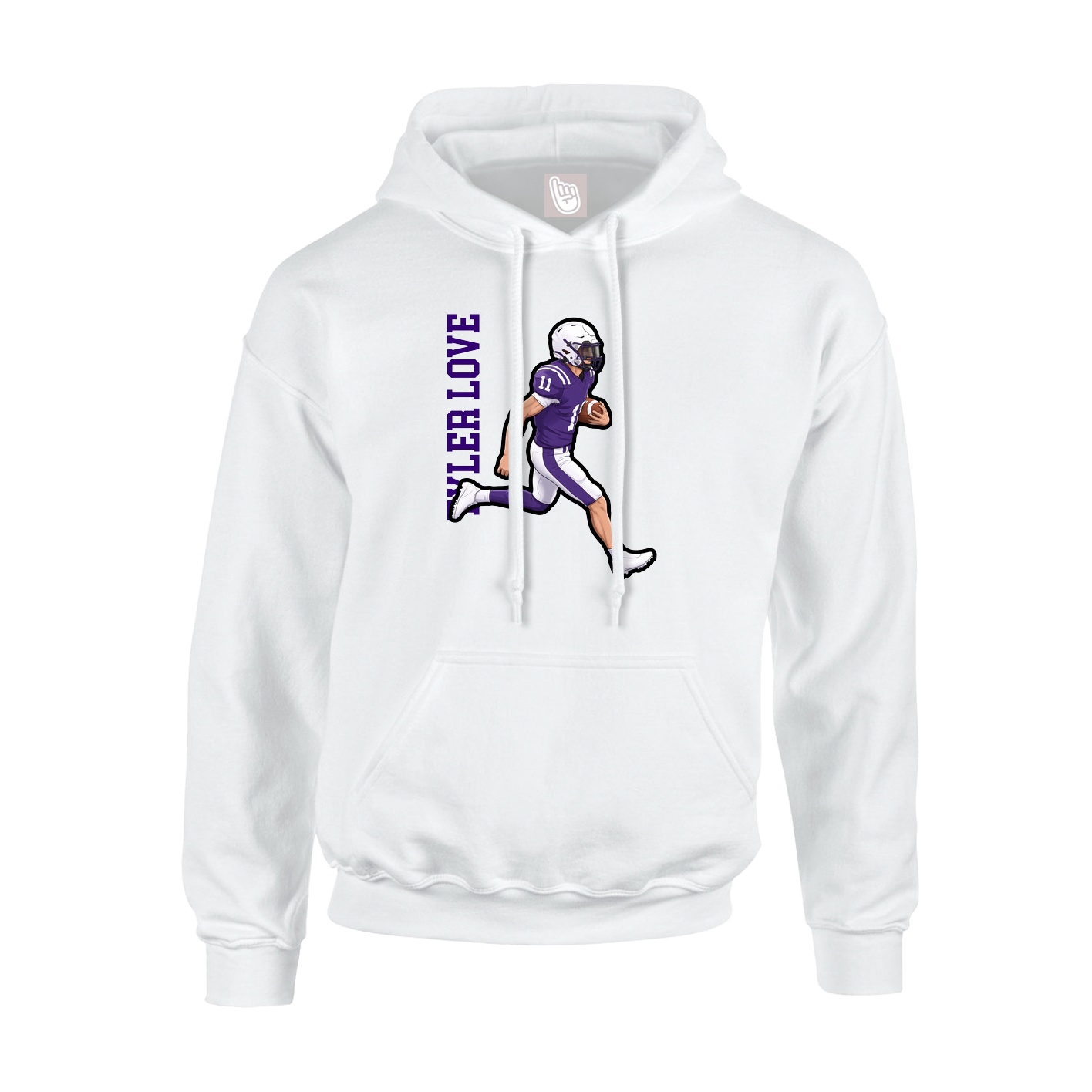 Youth Hoodie — Name Vertical in White