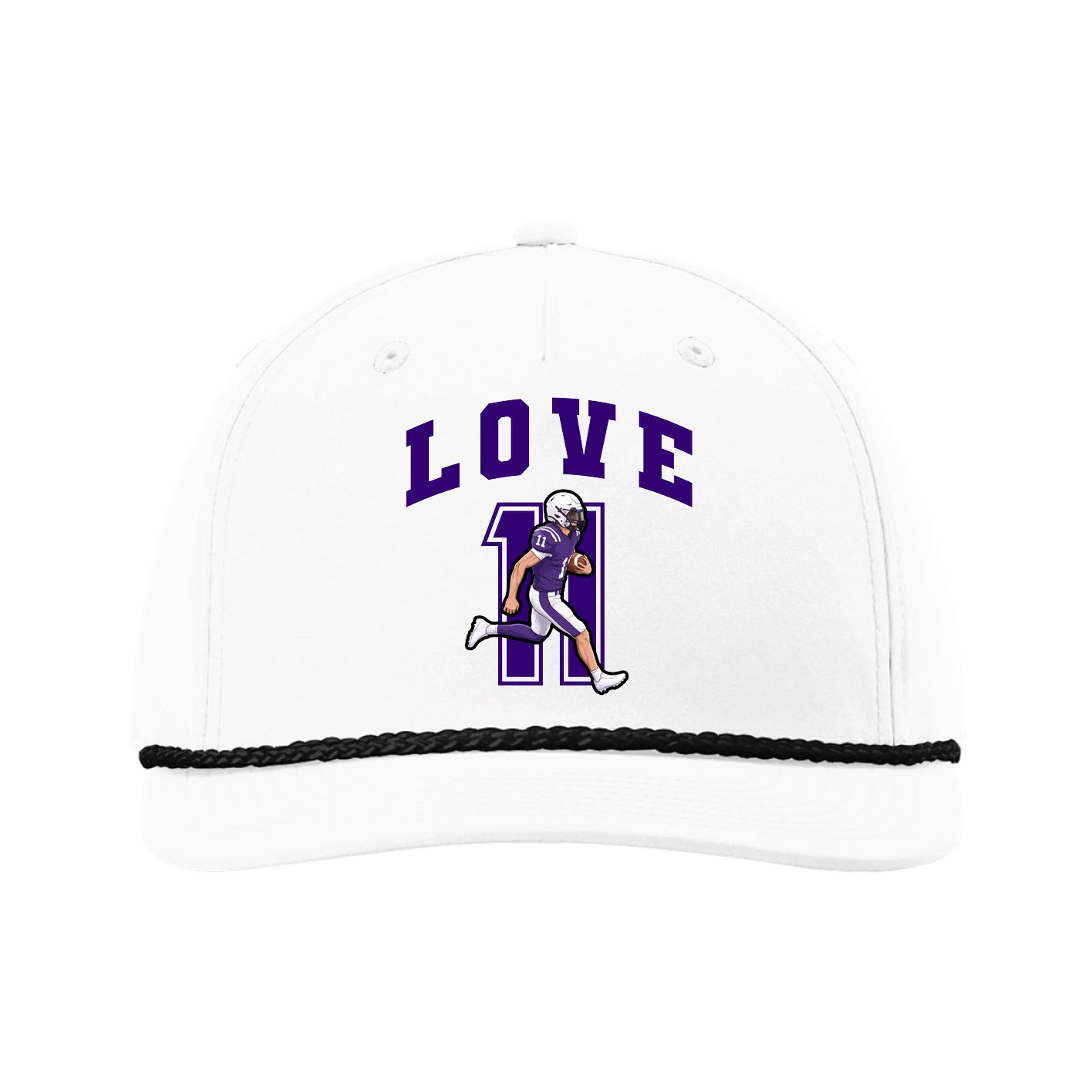 Five-Panel Classic Rope Cap — Number in White