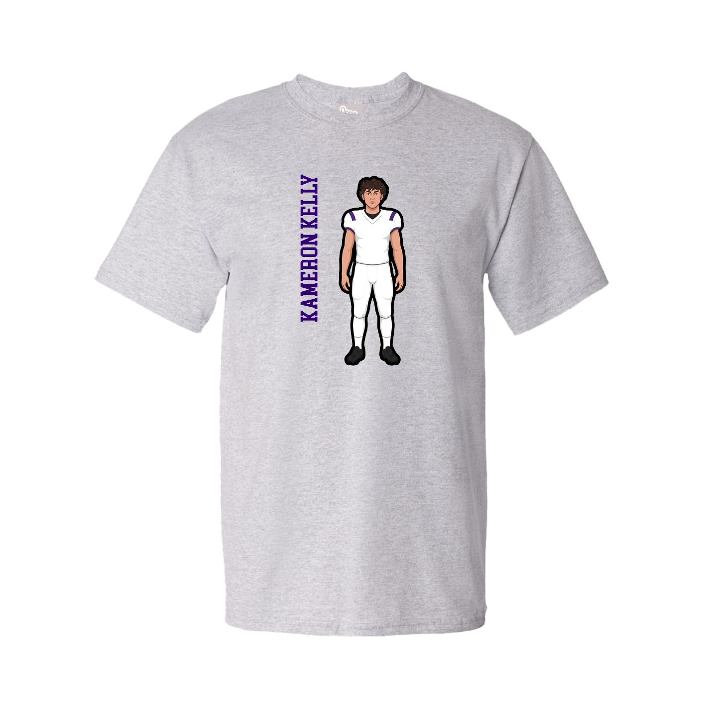 Youth Tee — Name Vertical in Grey