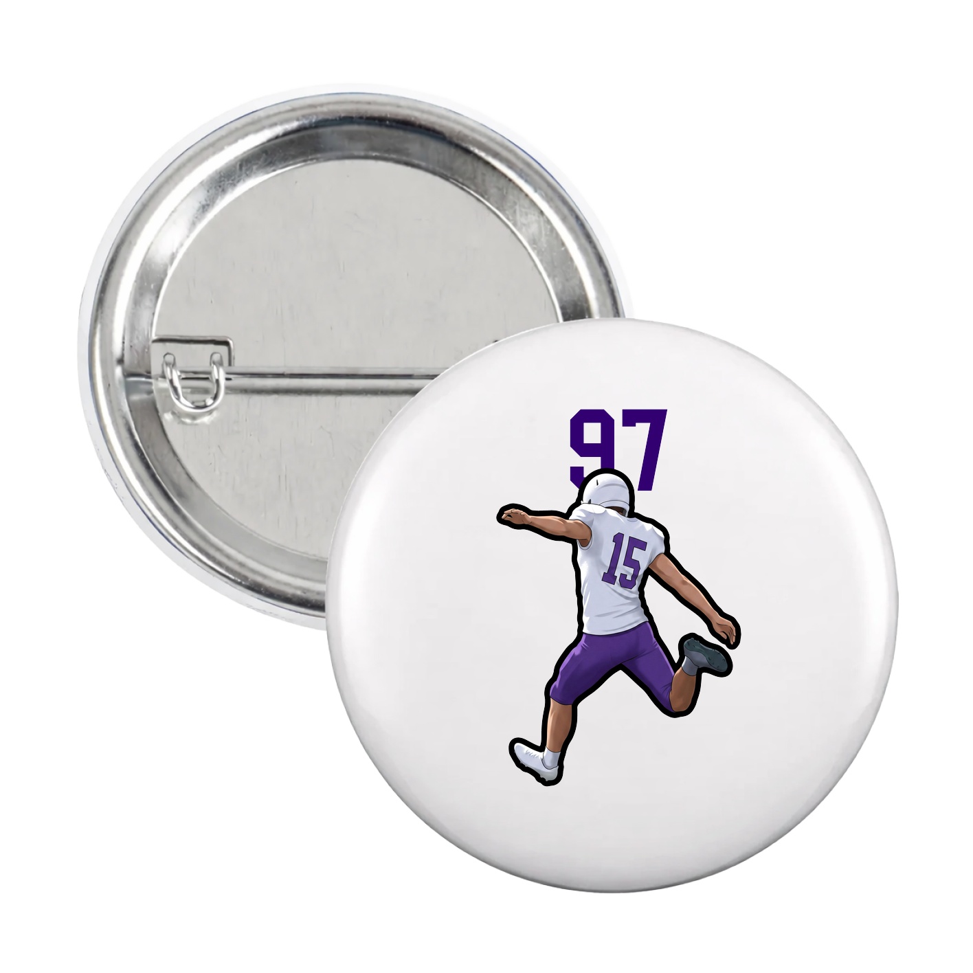 Game Day Button — Number Top in White