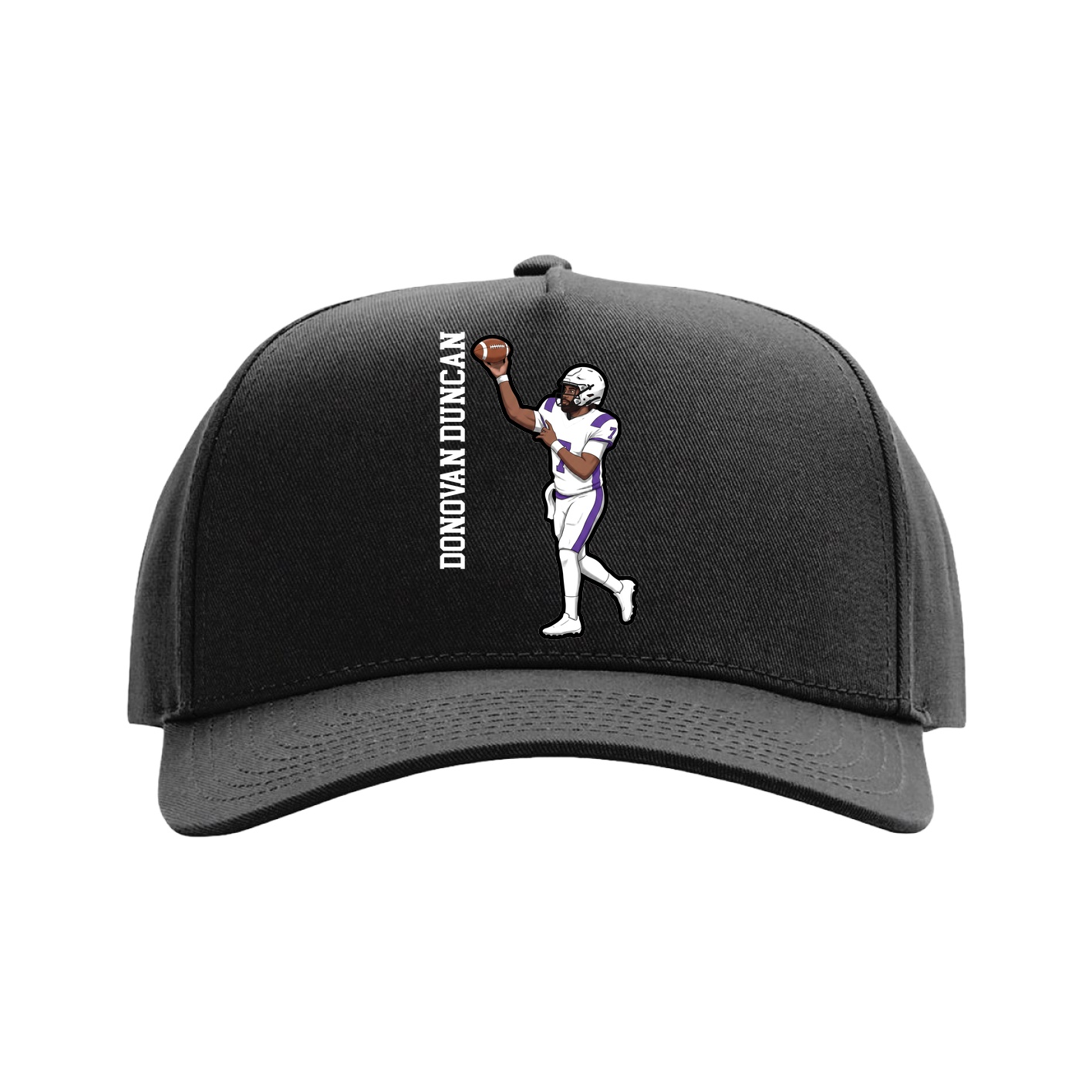 Full Fabric Five-Panel Champ Cap — Name Vertical in Black