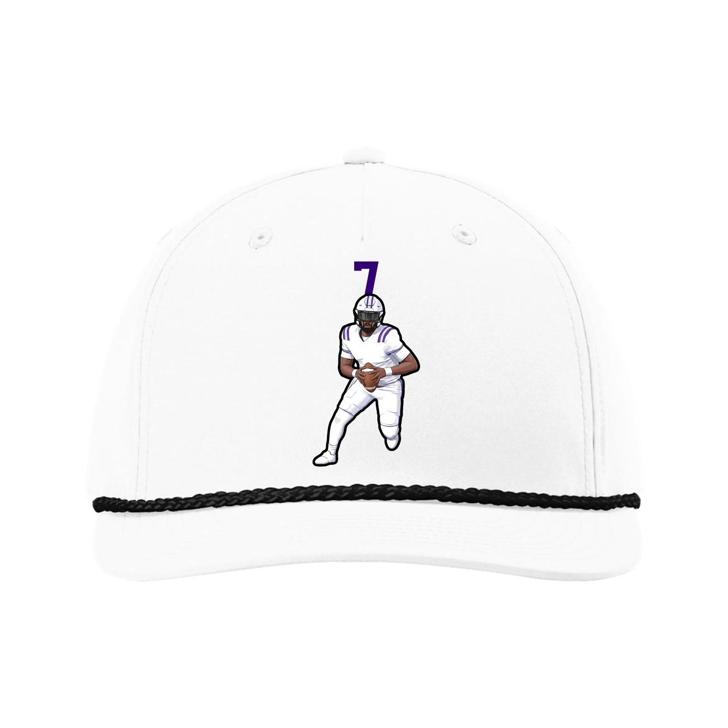 Five-Panel Classic Rope Cap — Number Top in White