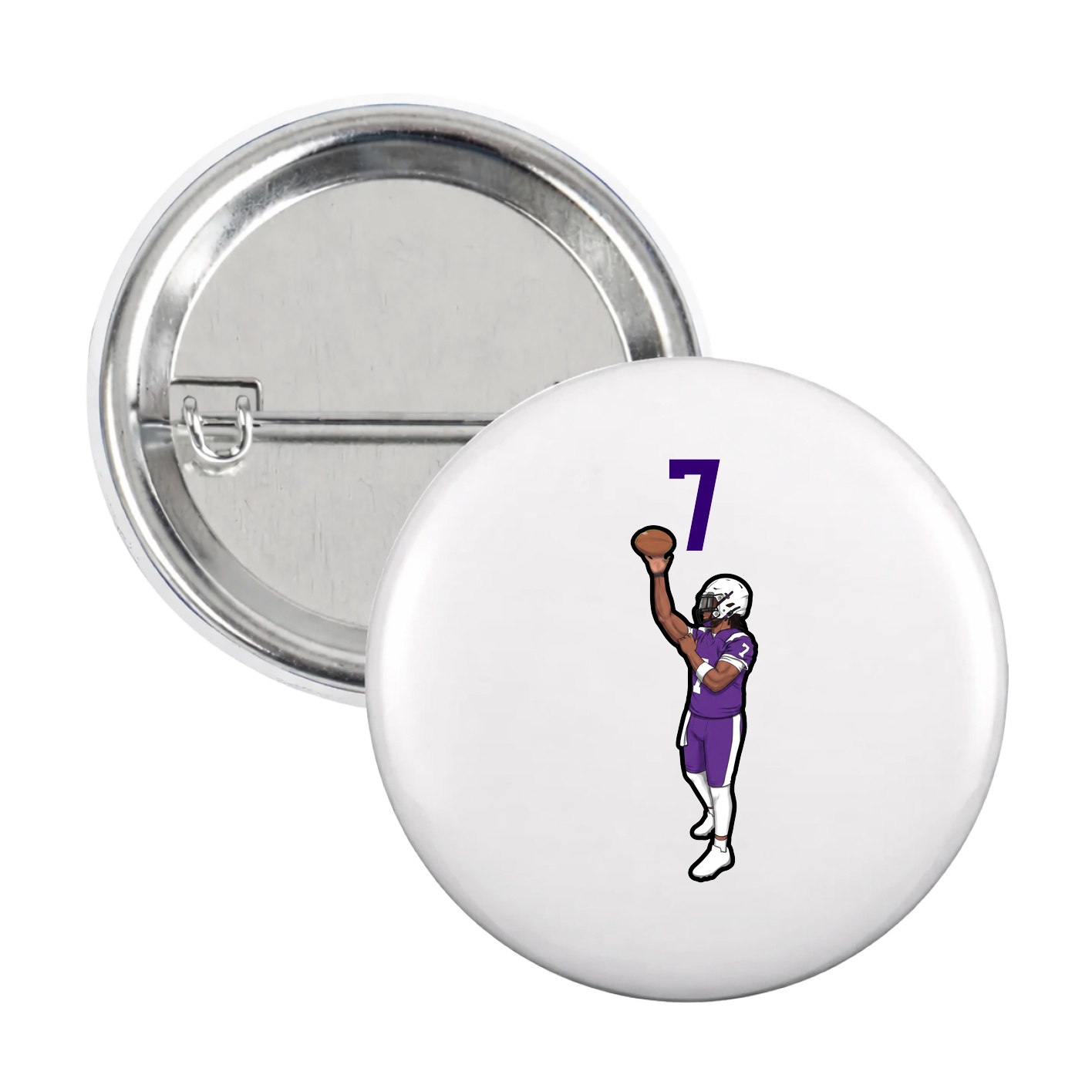 Game Day Button — Number Top in White