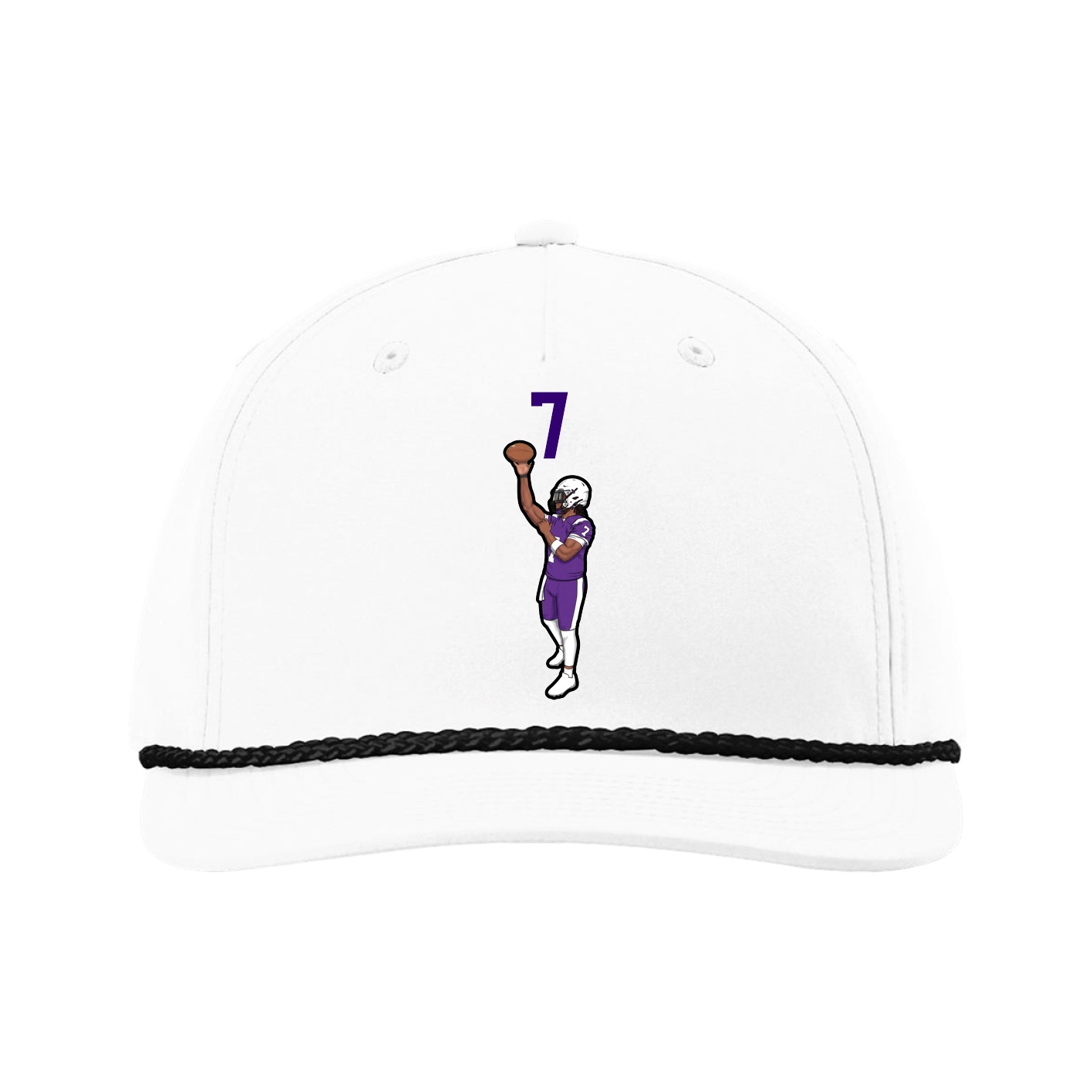 Five-Panel Classic Rope Cap — Number Top in White