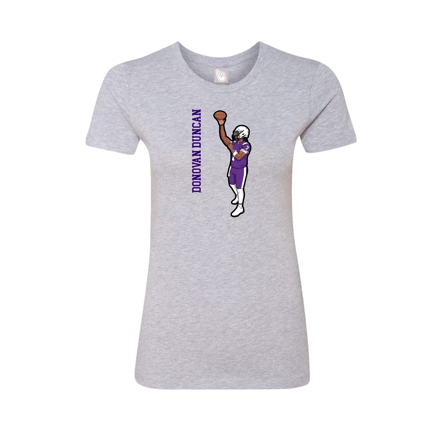 Fitted Women's Tee — Name Vertical in Grey