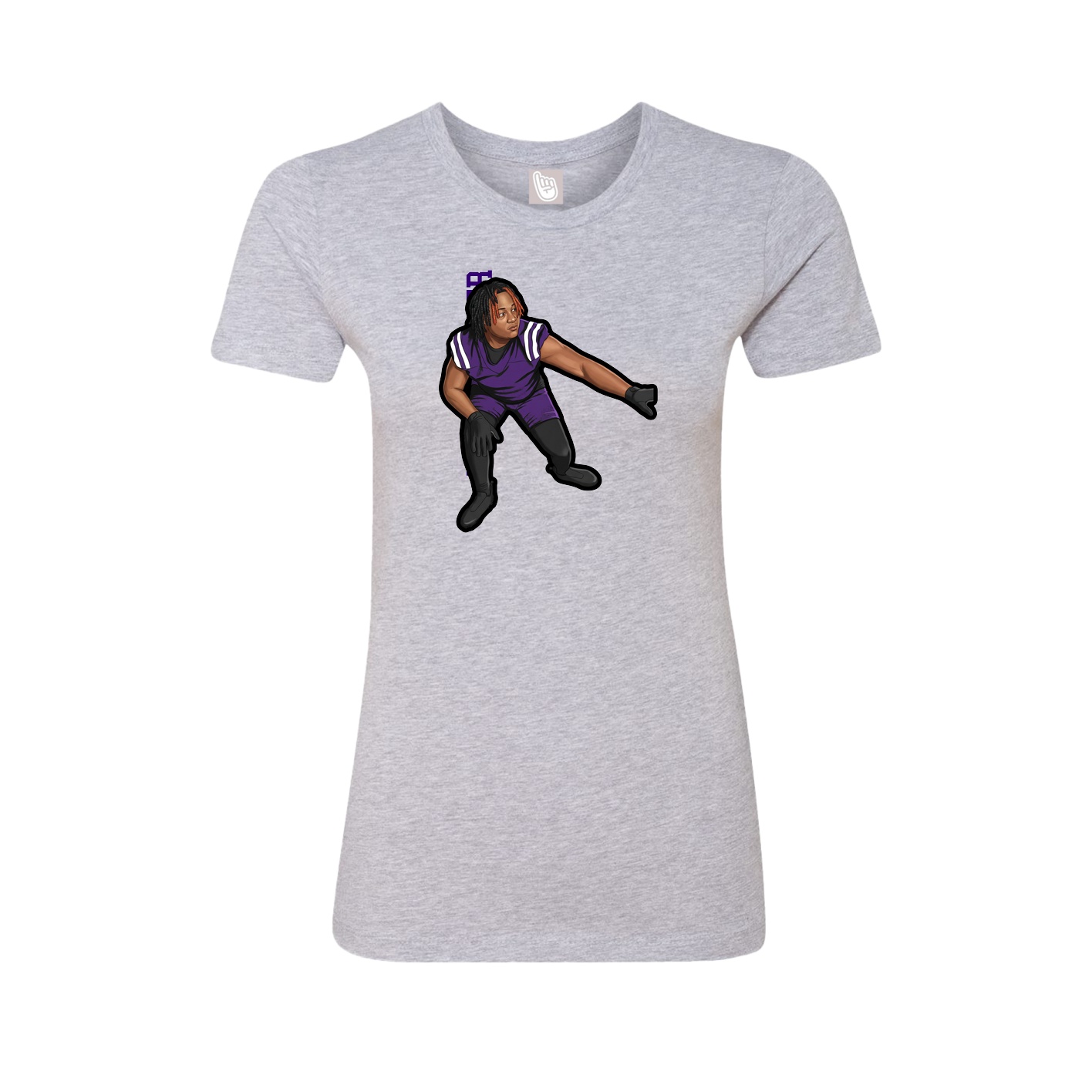 Fitted Women's Tee — Name Vertical in Grey