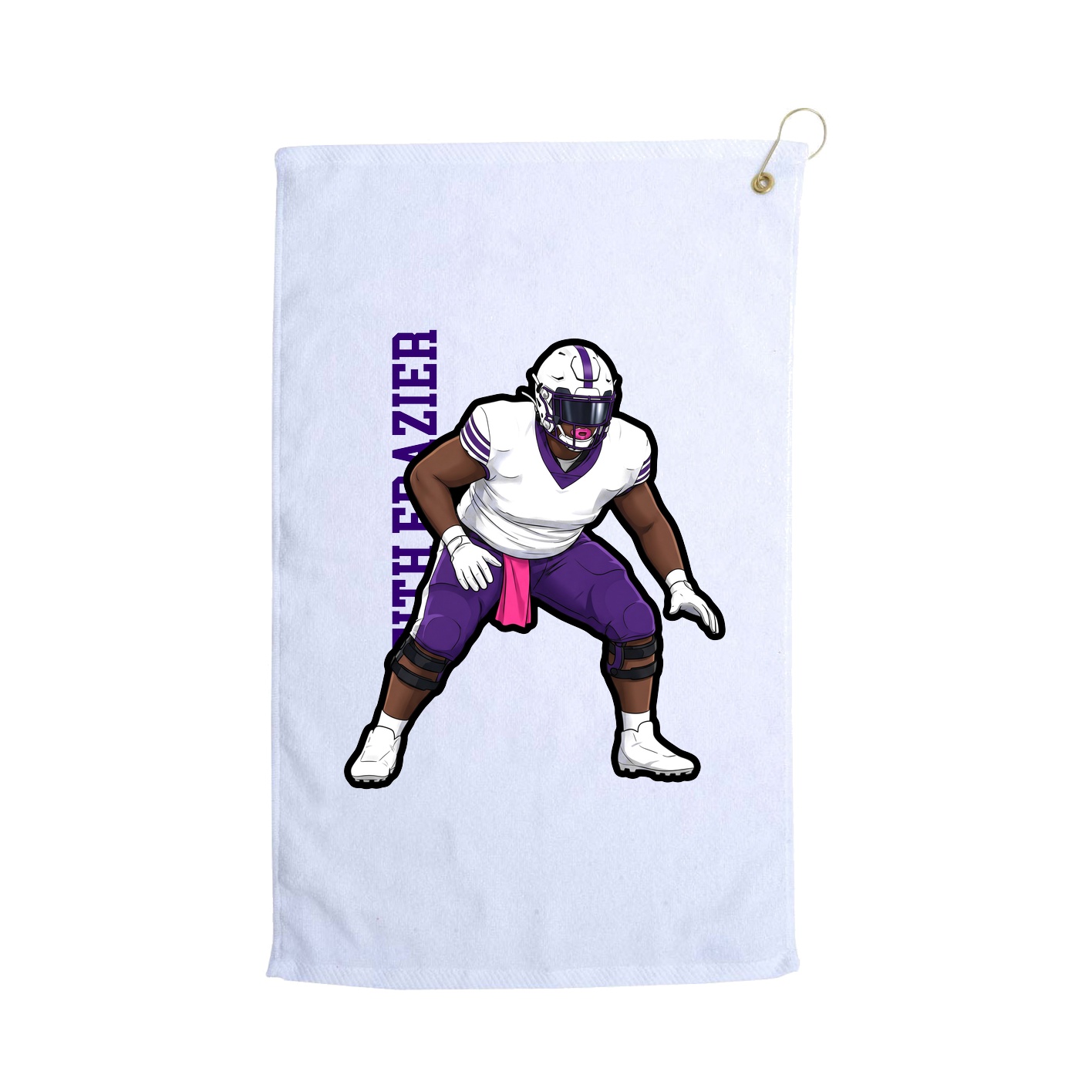 Golf Towel — Name Vertical in White