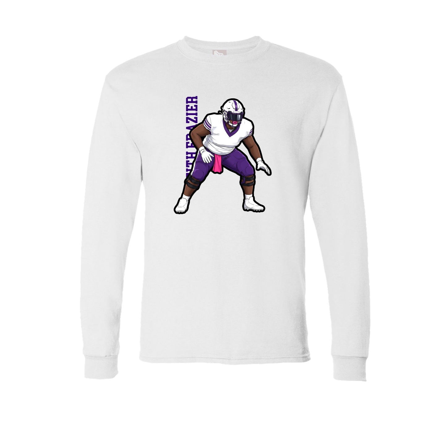 Long Sleeve Tee — Name Vertical in White