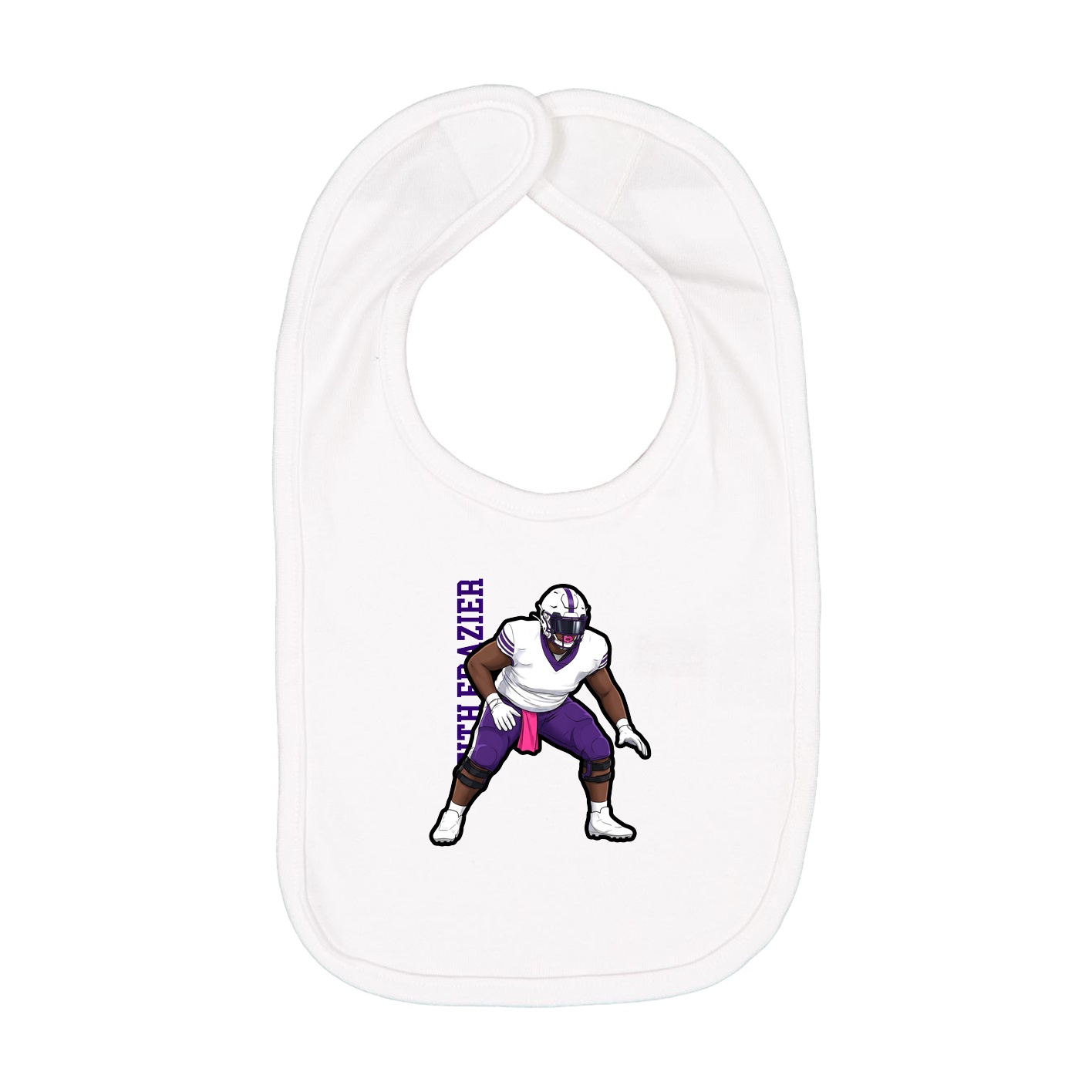 Infant Bib — Name Vertical in White