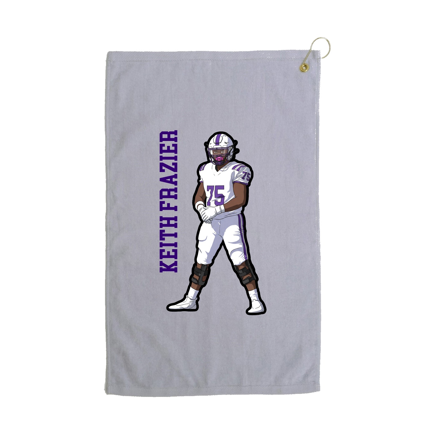 Golf Towel — Name Vertical in Grey