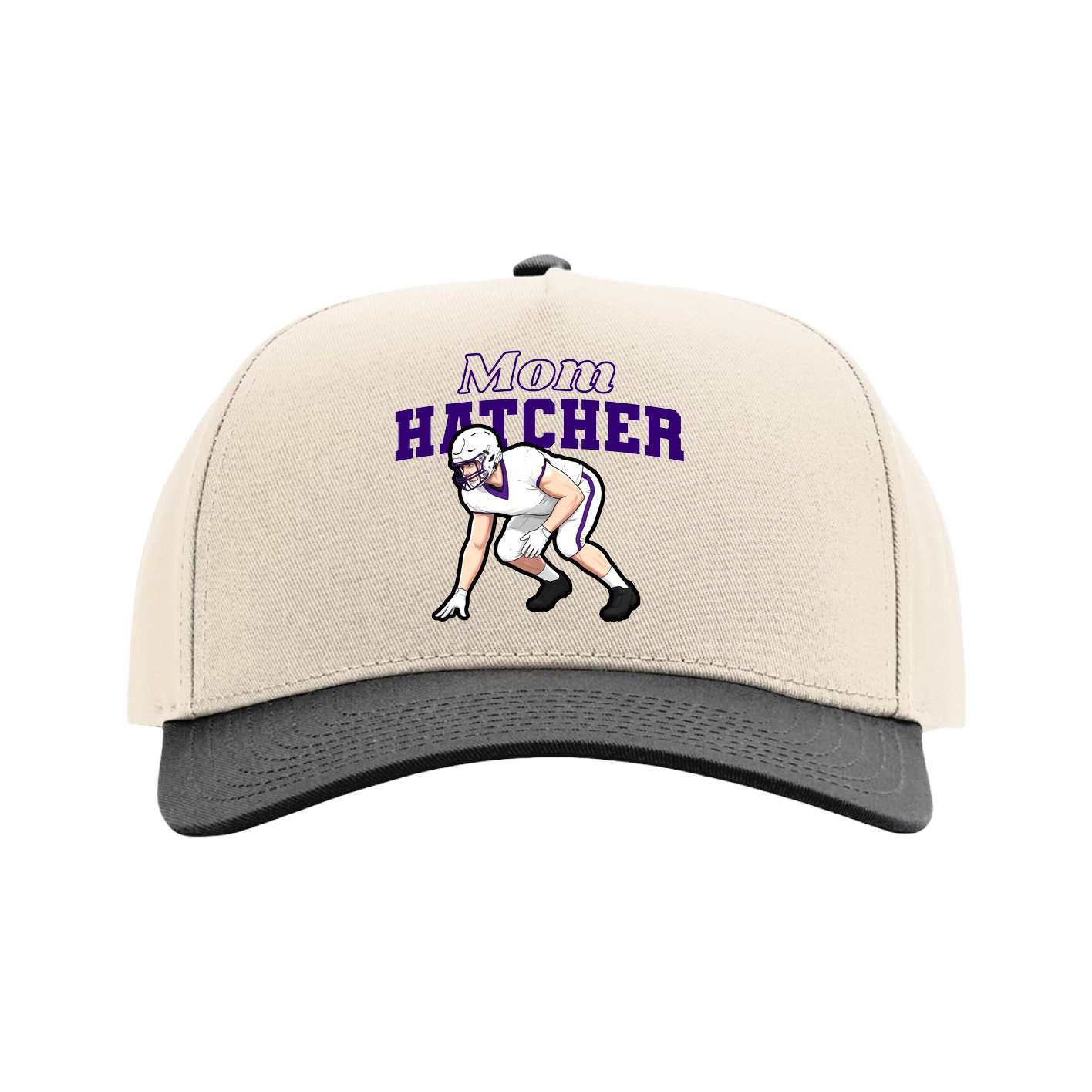 Full Fabric Five-Panel Champ Cap — Mothers Day Block in Cream/Black