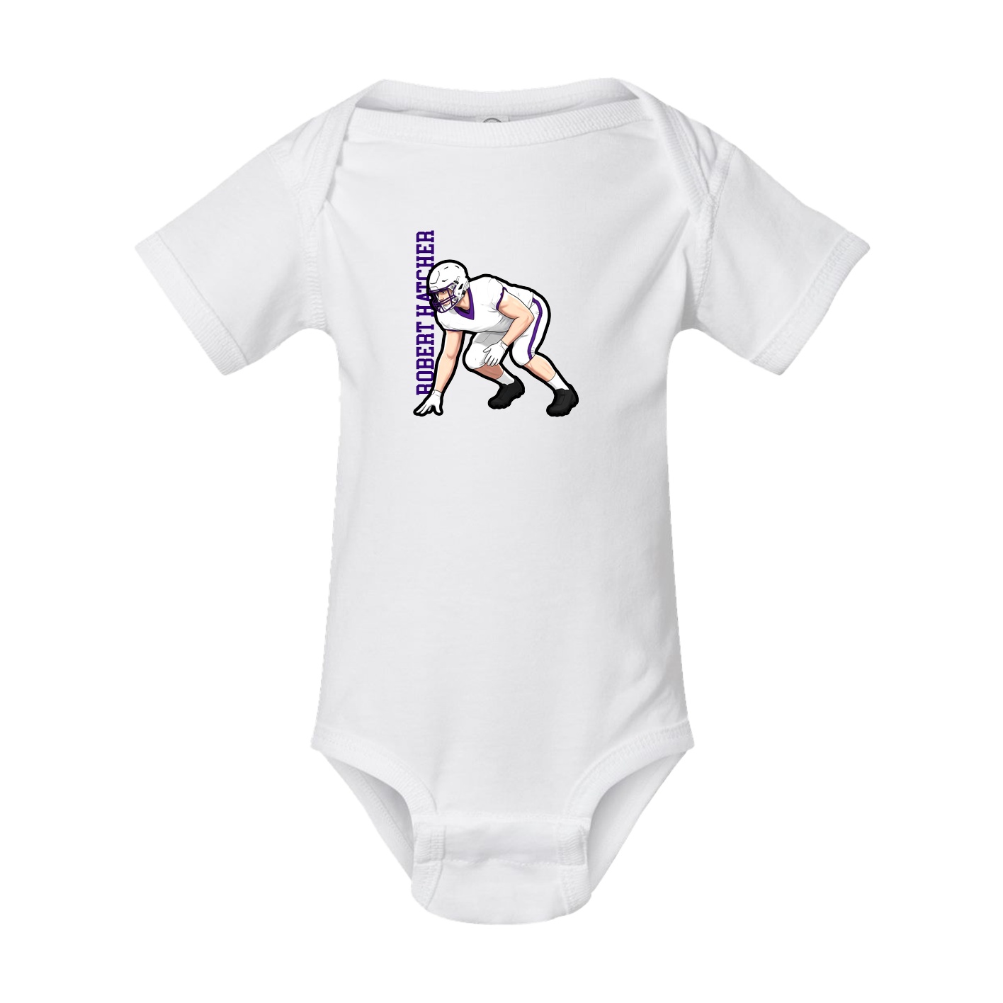 Baby Onesie — Name Vertical in White