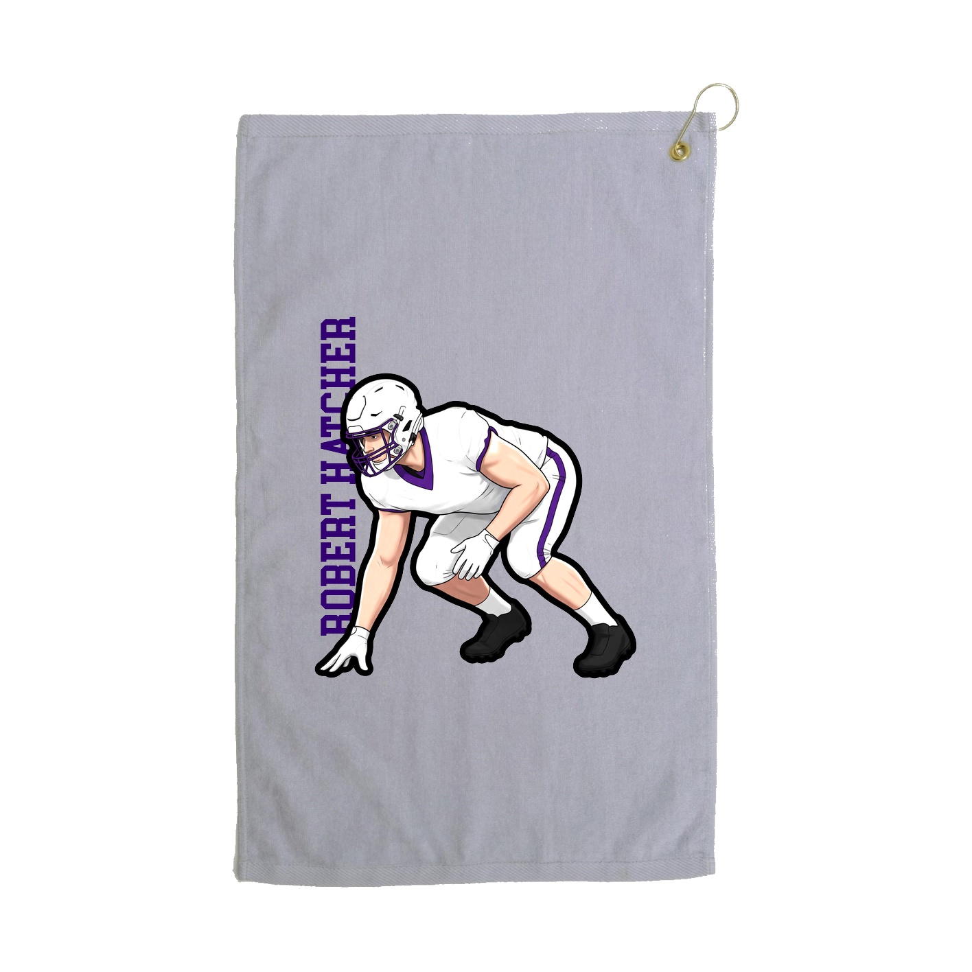 Golf Towel — Name Vertical in Grey