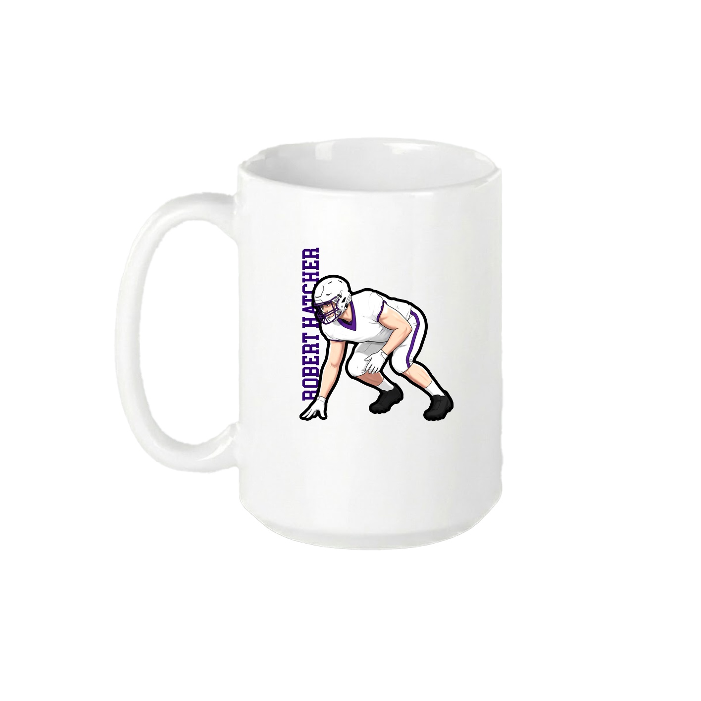15oz Coffee Mug — Name Vertical in White