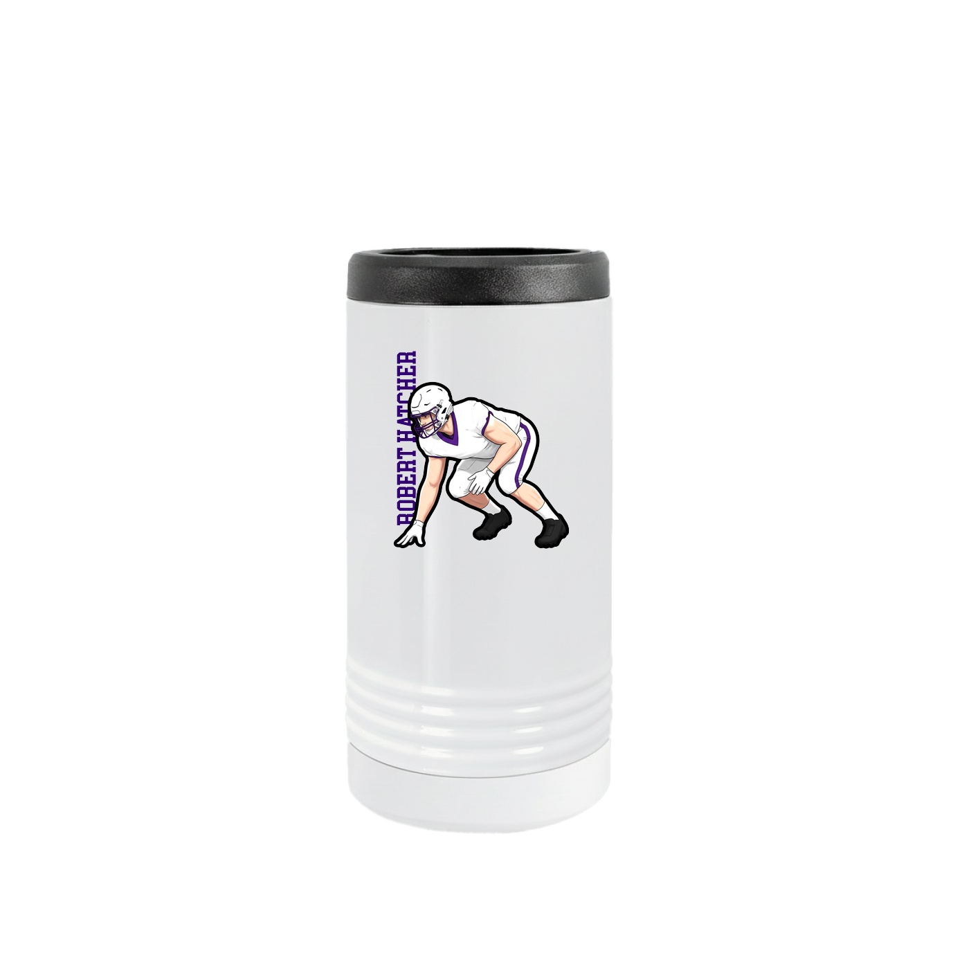 Slim Beverage Holder — Name Vertical in White