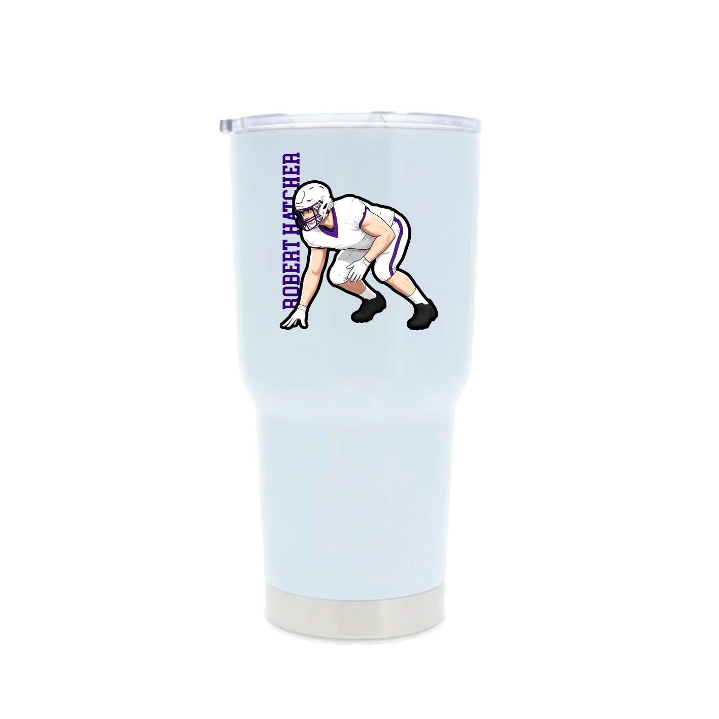 30oz Stainless Steel Tumbler — Name Vertical in White