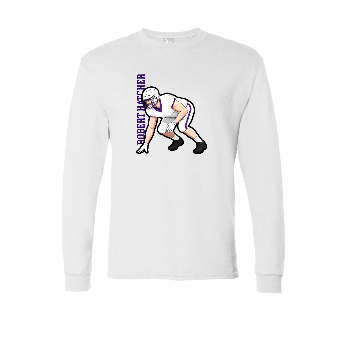 Long Sleeve Tee — Name Vertical in White