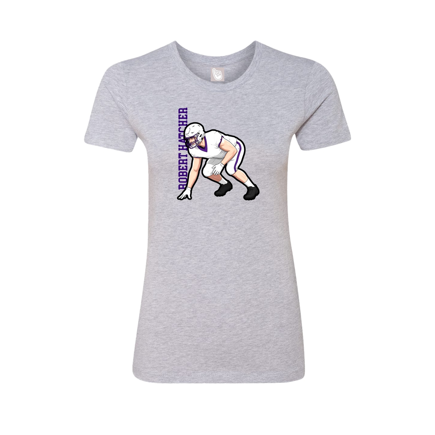 Fitted Women's Tee — Name Vertical in Grey