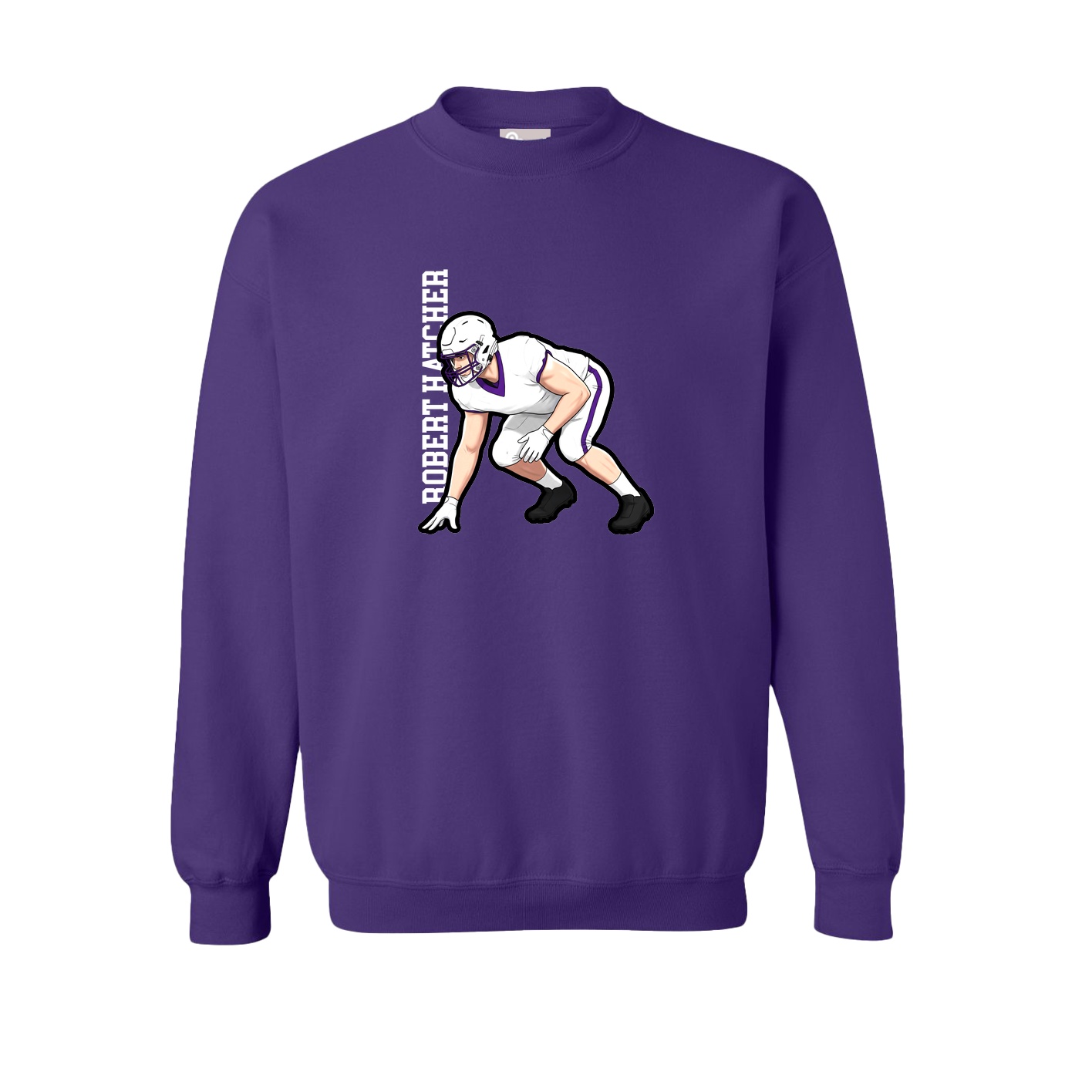 Fleece Crew — Name Vertical in Purple