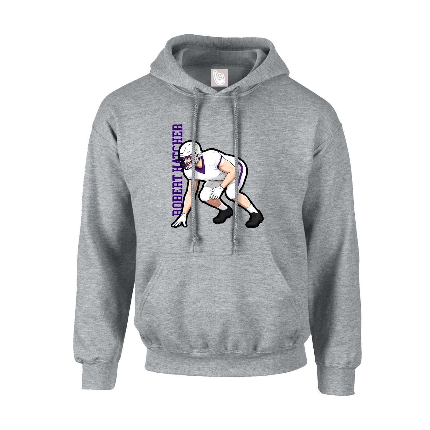Youth Hoodie — Name Vertical in Grey