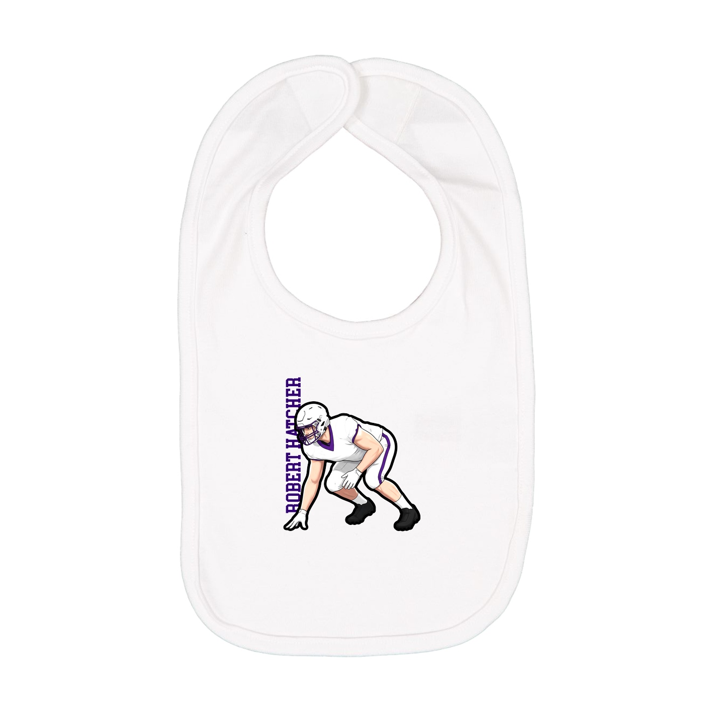 Infant Bib — Name Vertical in White