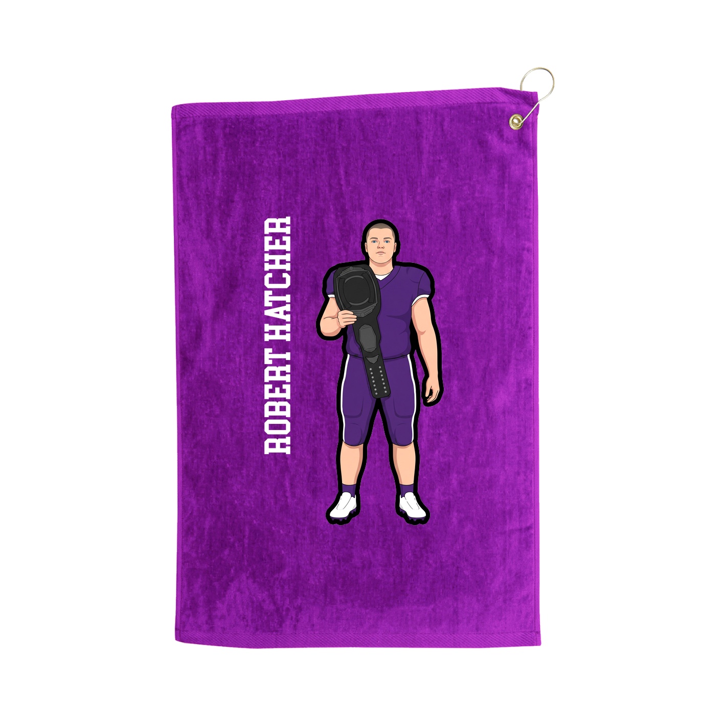 Golf Towel — Name Vertical in Purple