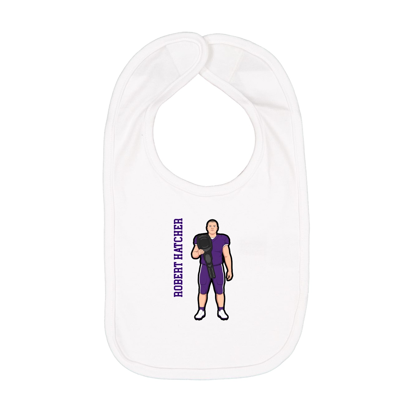 Infant Bib — Name Vertical in White