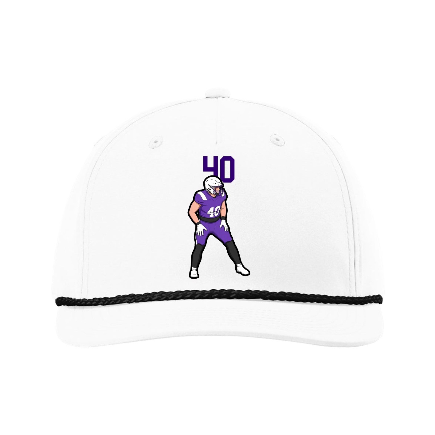 Five-Panel Classic Rope Cap — Number Top in White