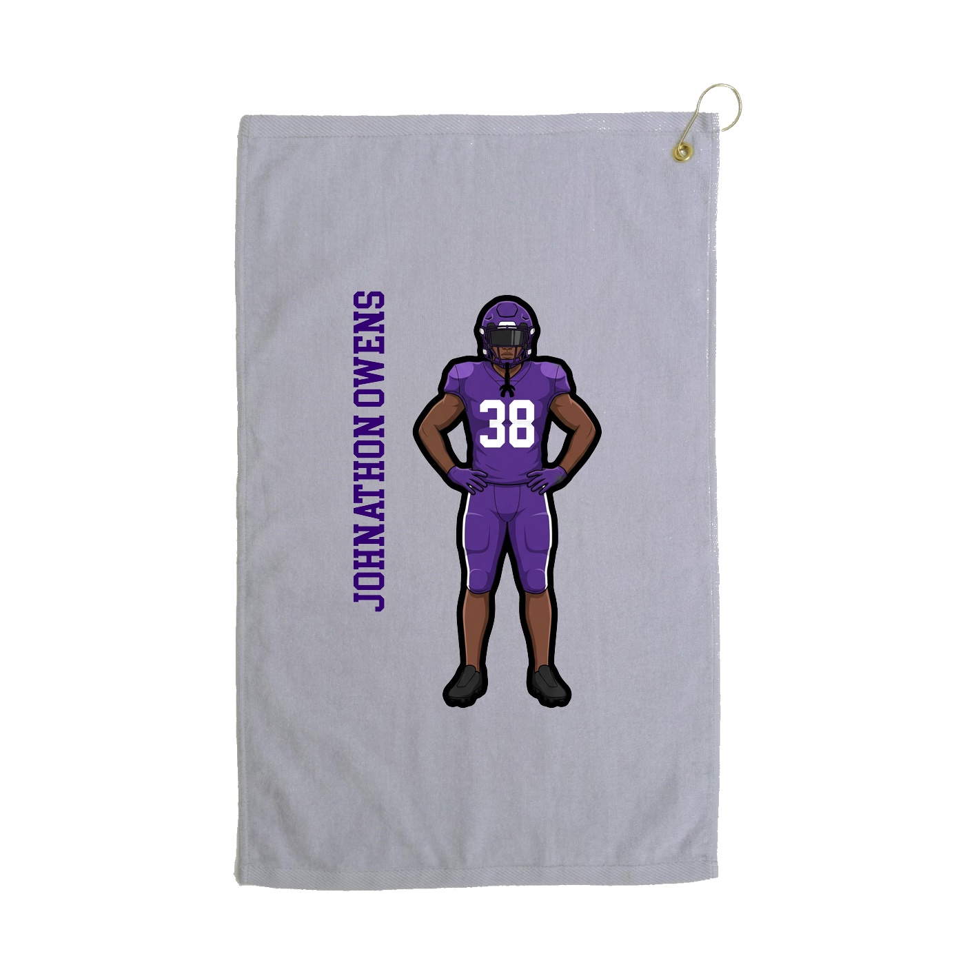Golf Towel — Name Vertical in Grey