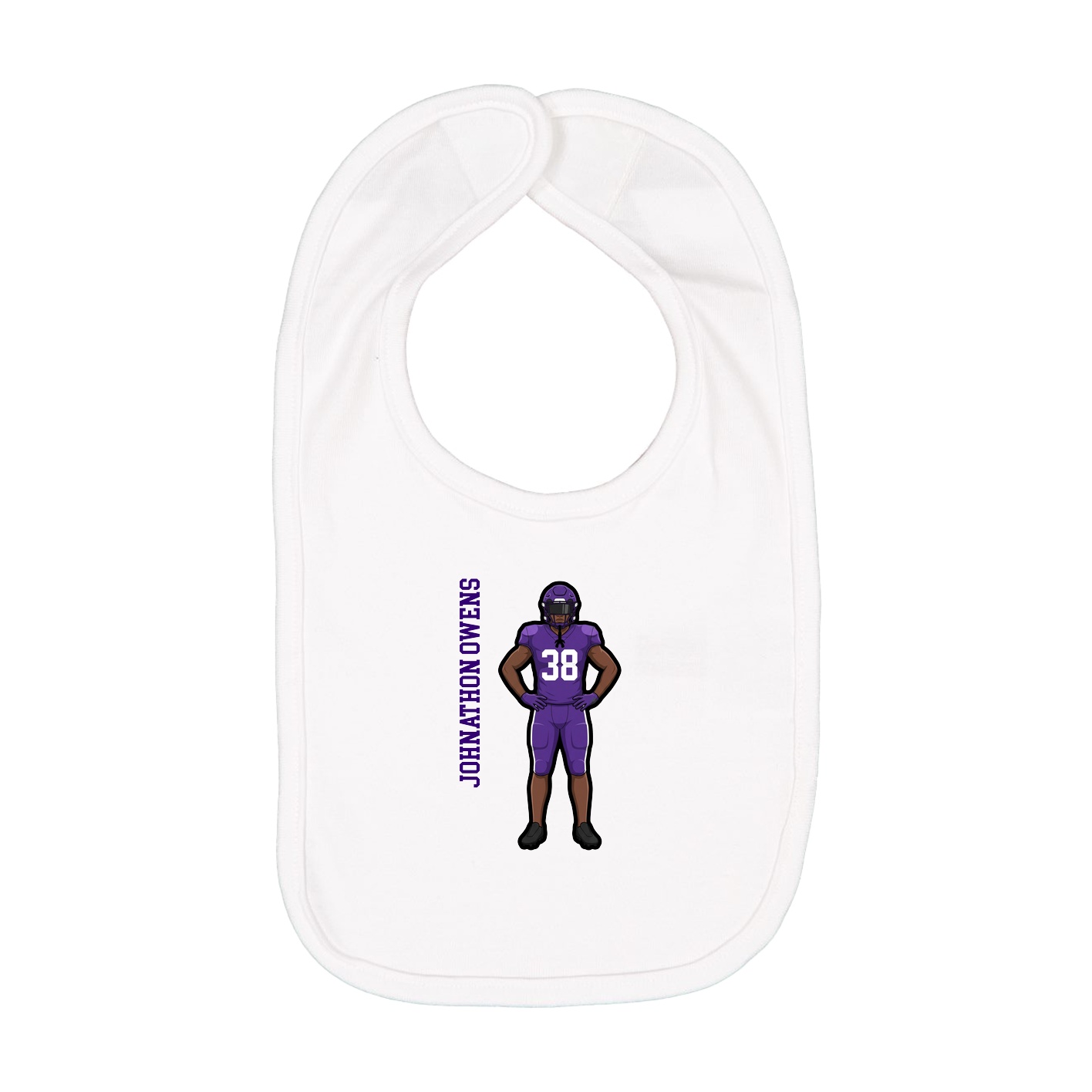 Infant Bib — Name Vertical in White