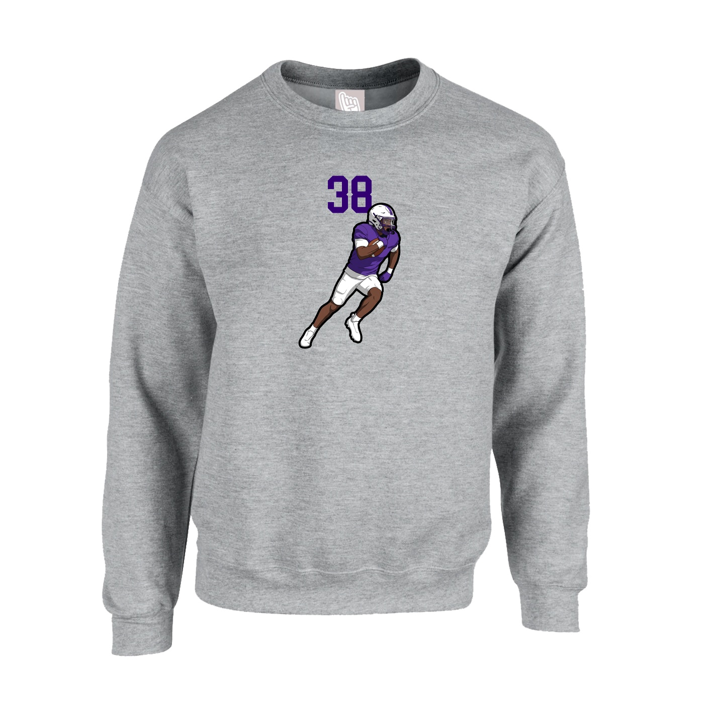 Fleece Crew — Number Top in Grey
