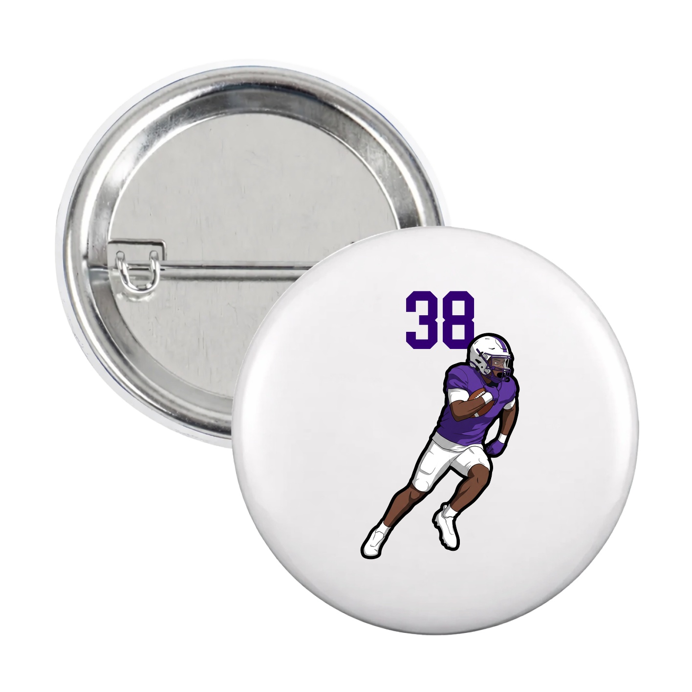 Game Day Button — Number Top in White