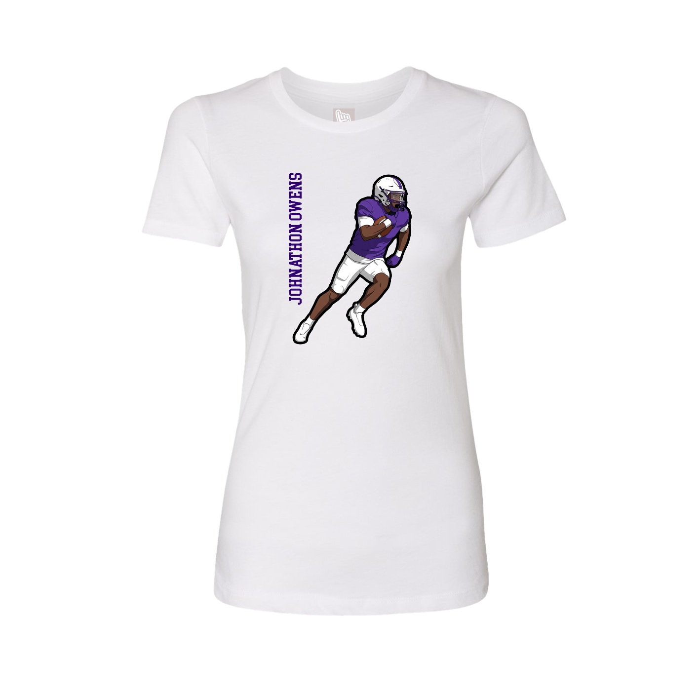 Fitted Women's Tee — Name Vertical in White