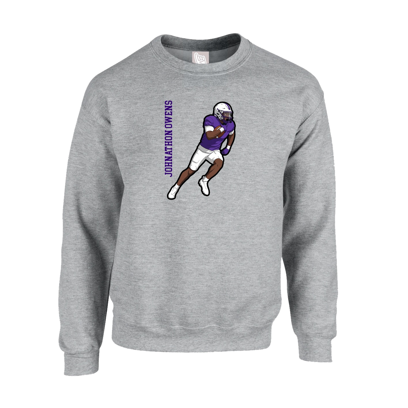 Fleece Crew — Name Vertical in Grey