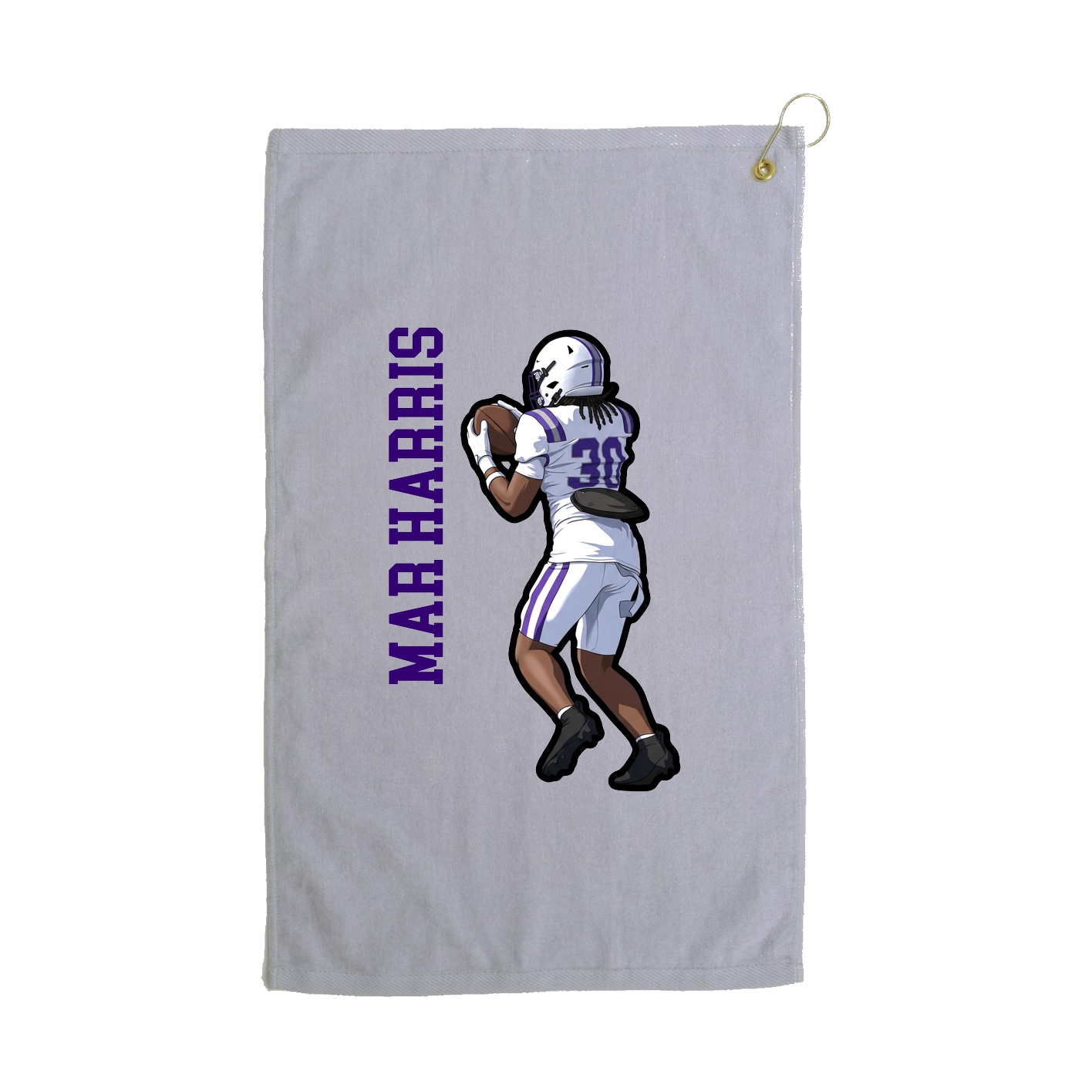 Golf Towel — Name Vertical in Grey