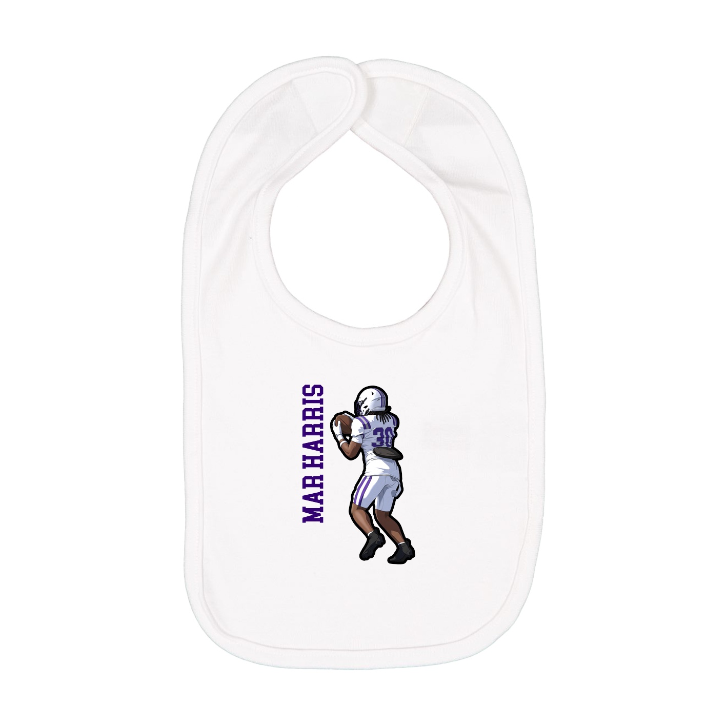 Infant Bib — Name Vertical in White