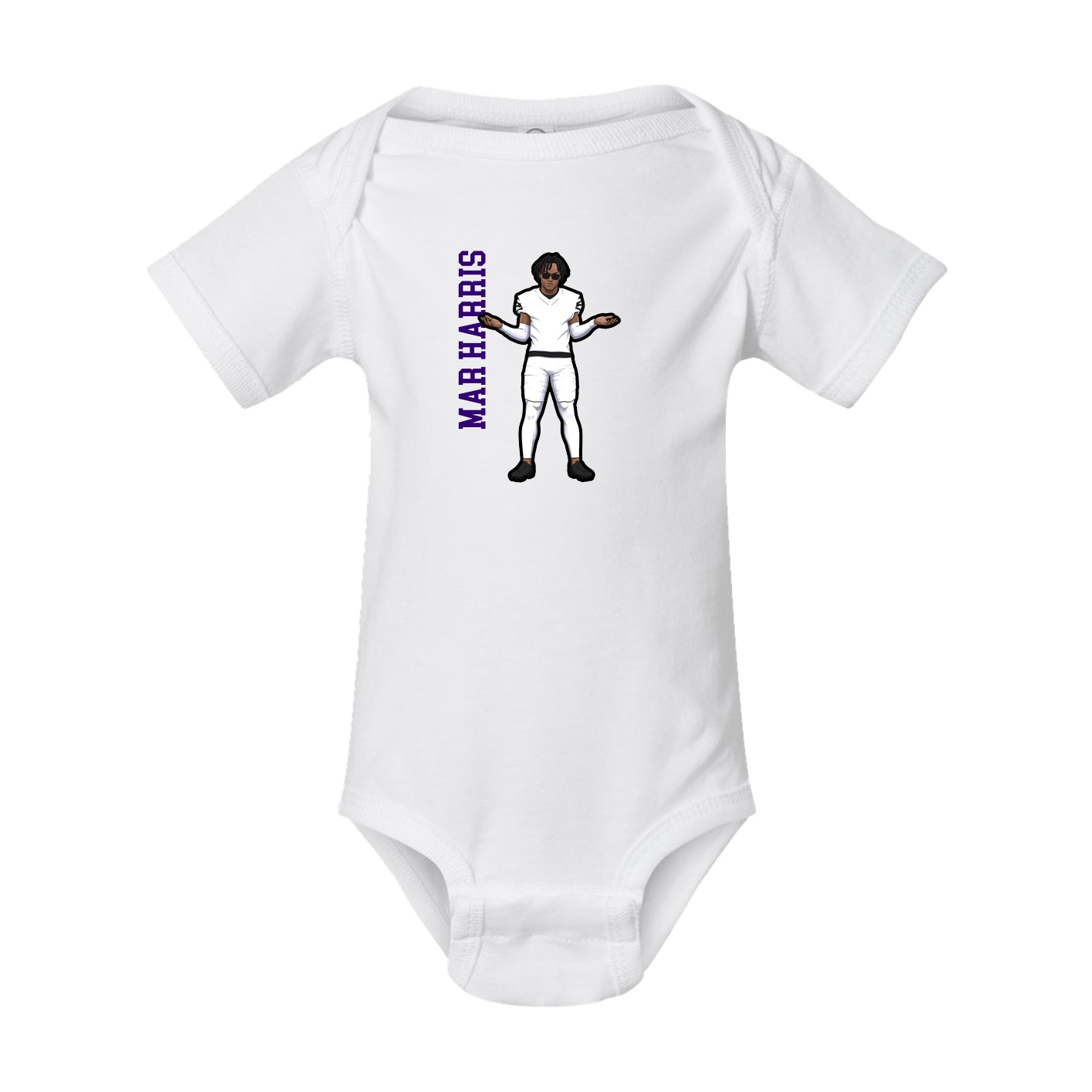 Baby Onesie — Name Vertical in White
