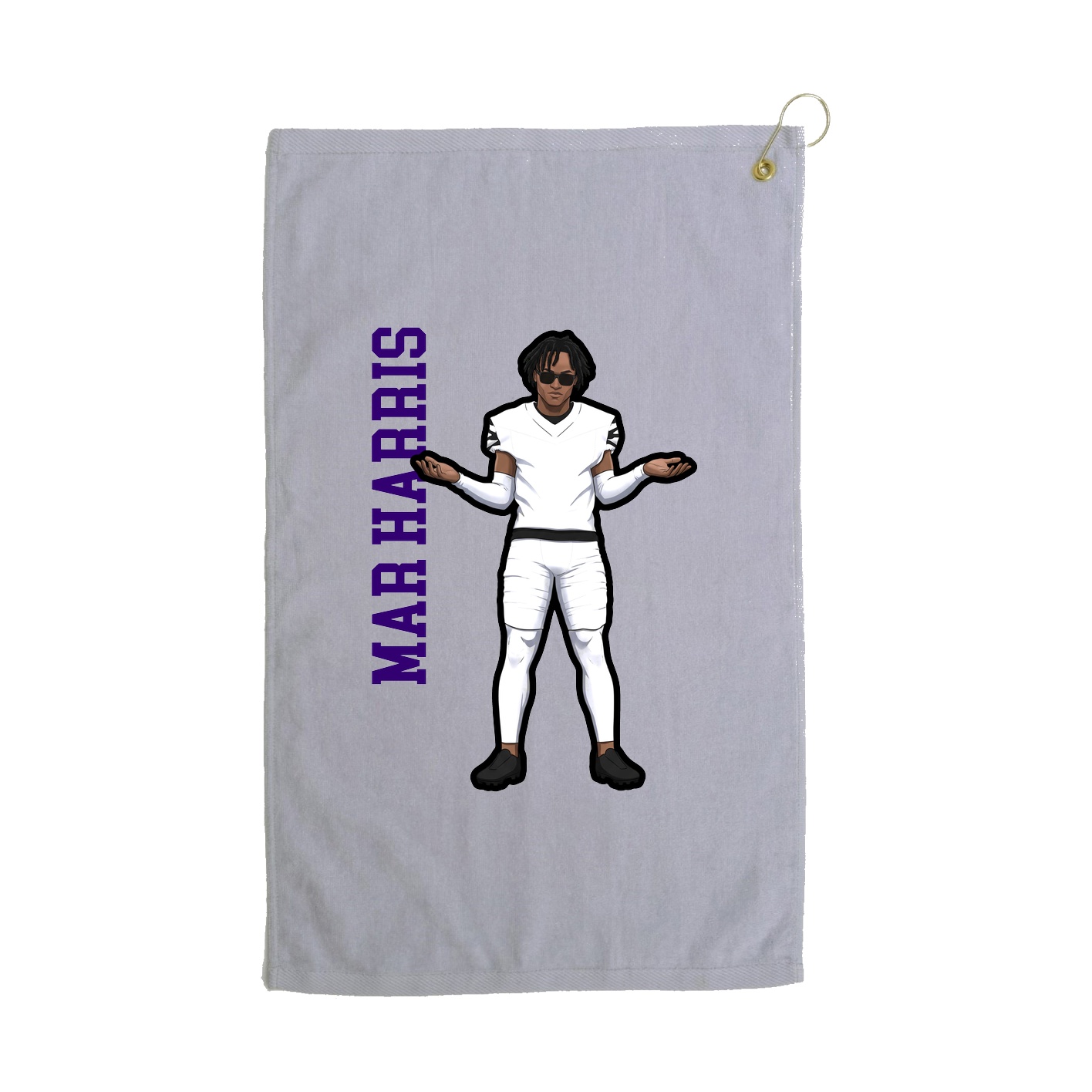 Golf Towel — Name Vertical in Grey