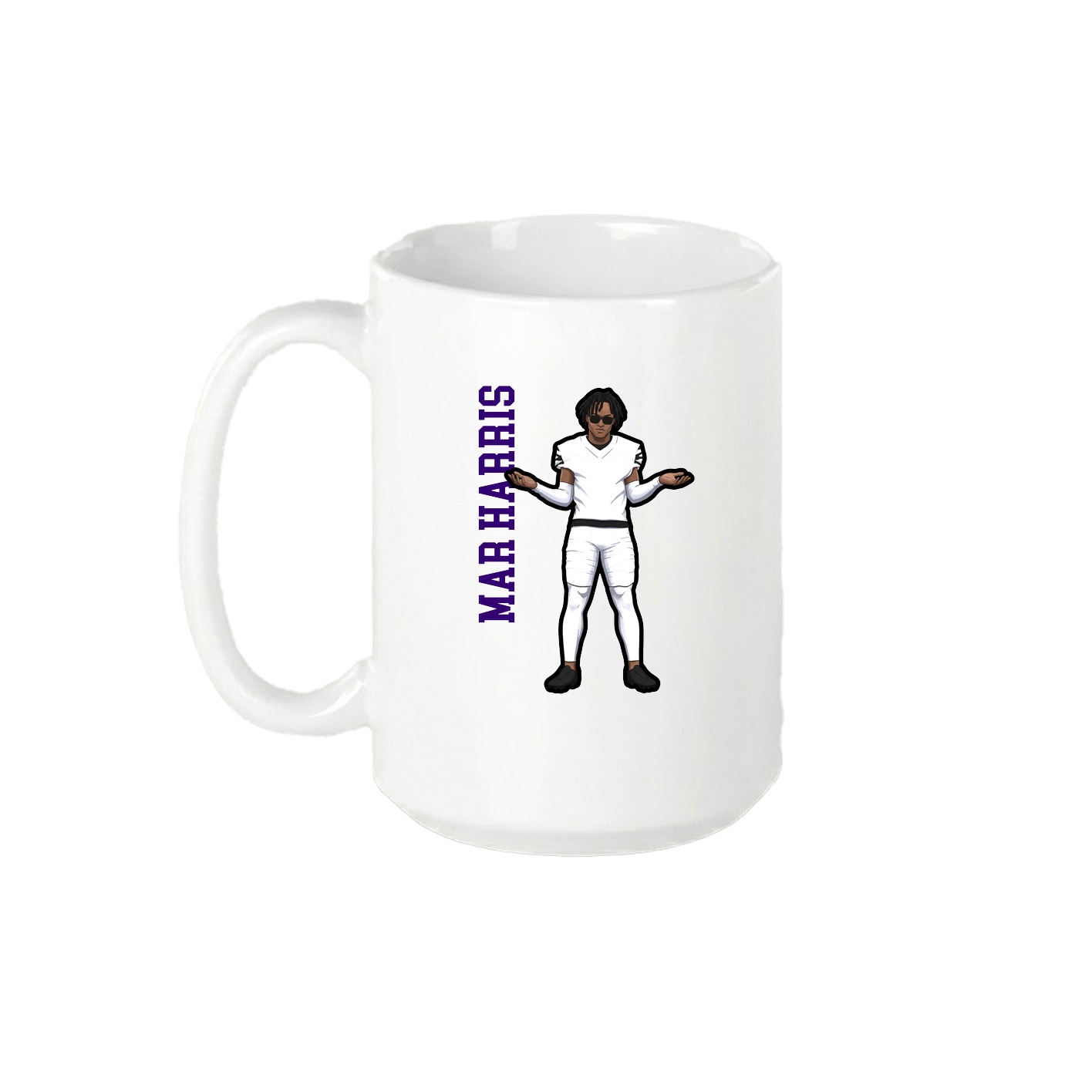 15oz Coffee Mug — Name Vertical in White