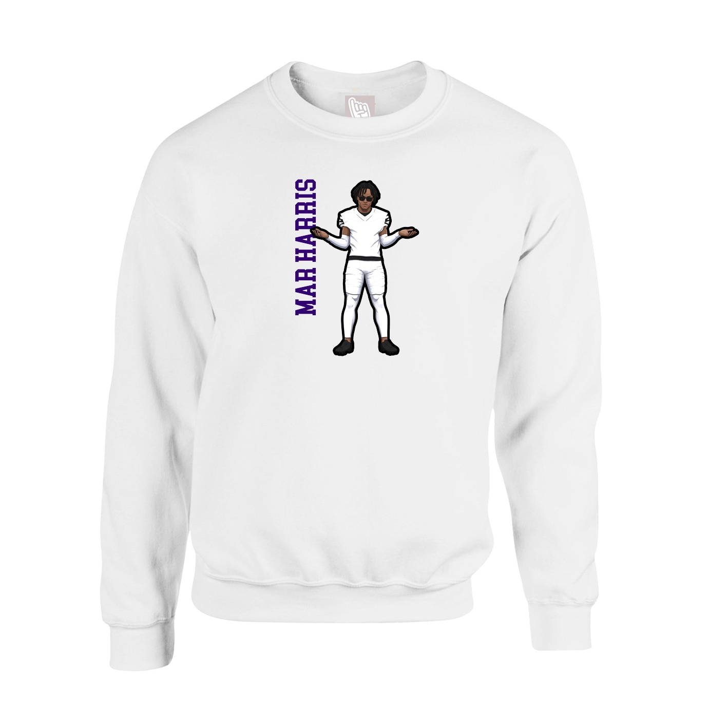 Fleece Crew — Name Vertical in White