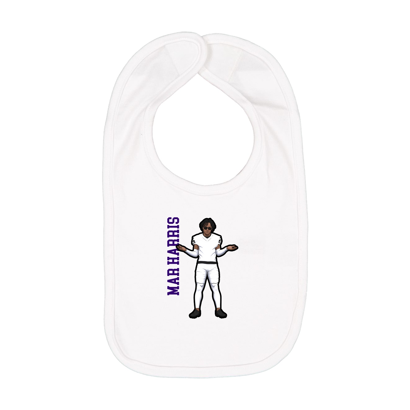 Infant Bib — Name Vertical in White