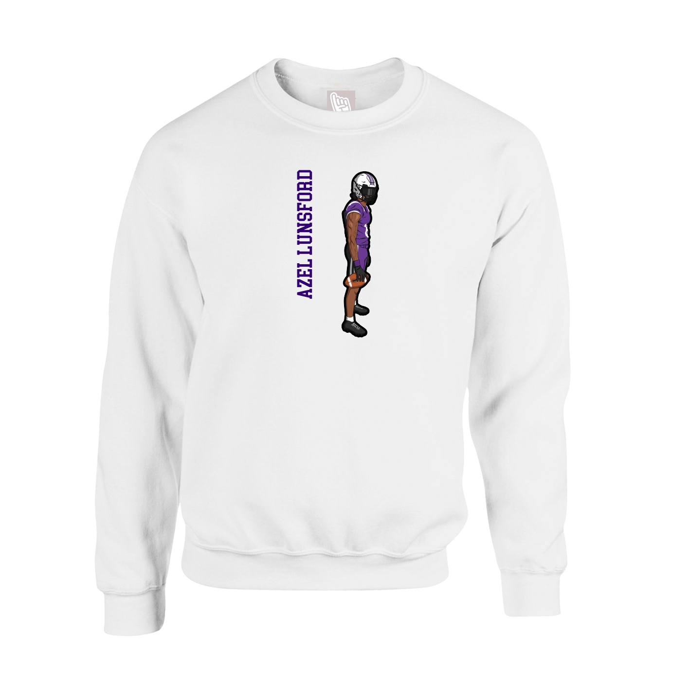 Fleece Crew — Name Vertical in White
