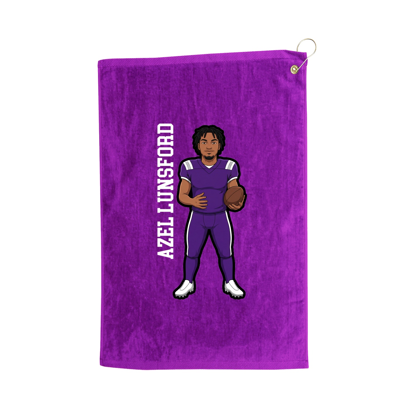Golf Towel — Name Vertical in Purple