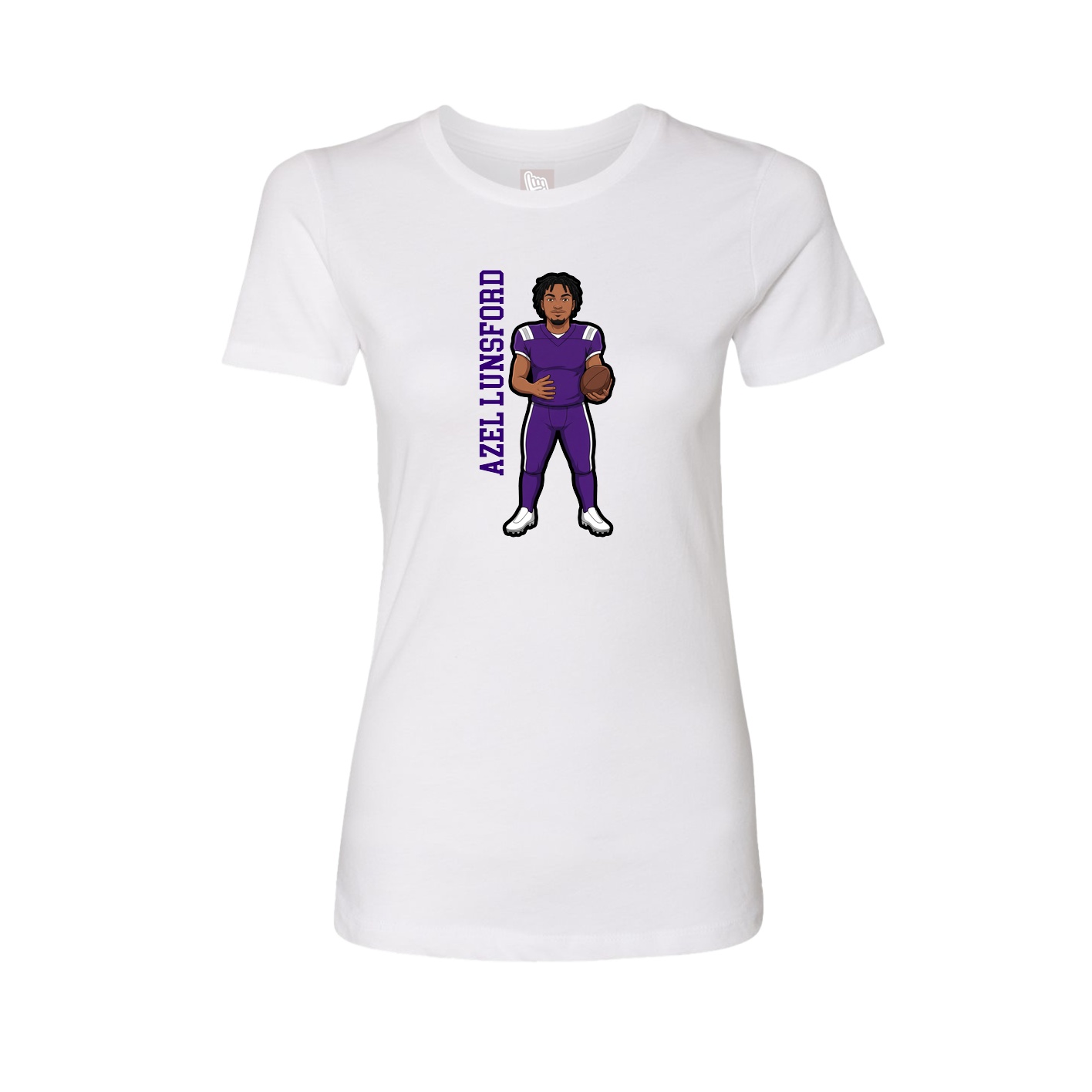 Womens Tee — Name Vertical in White